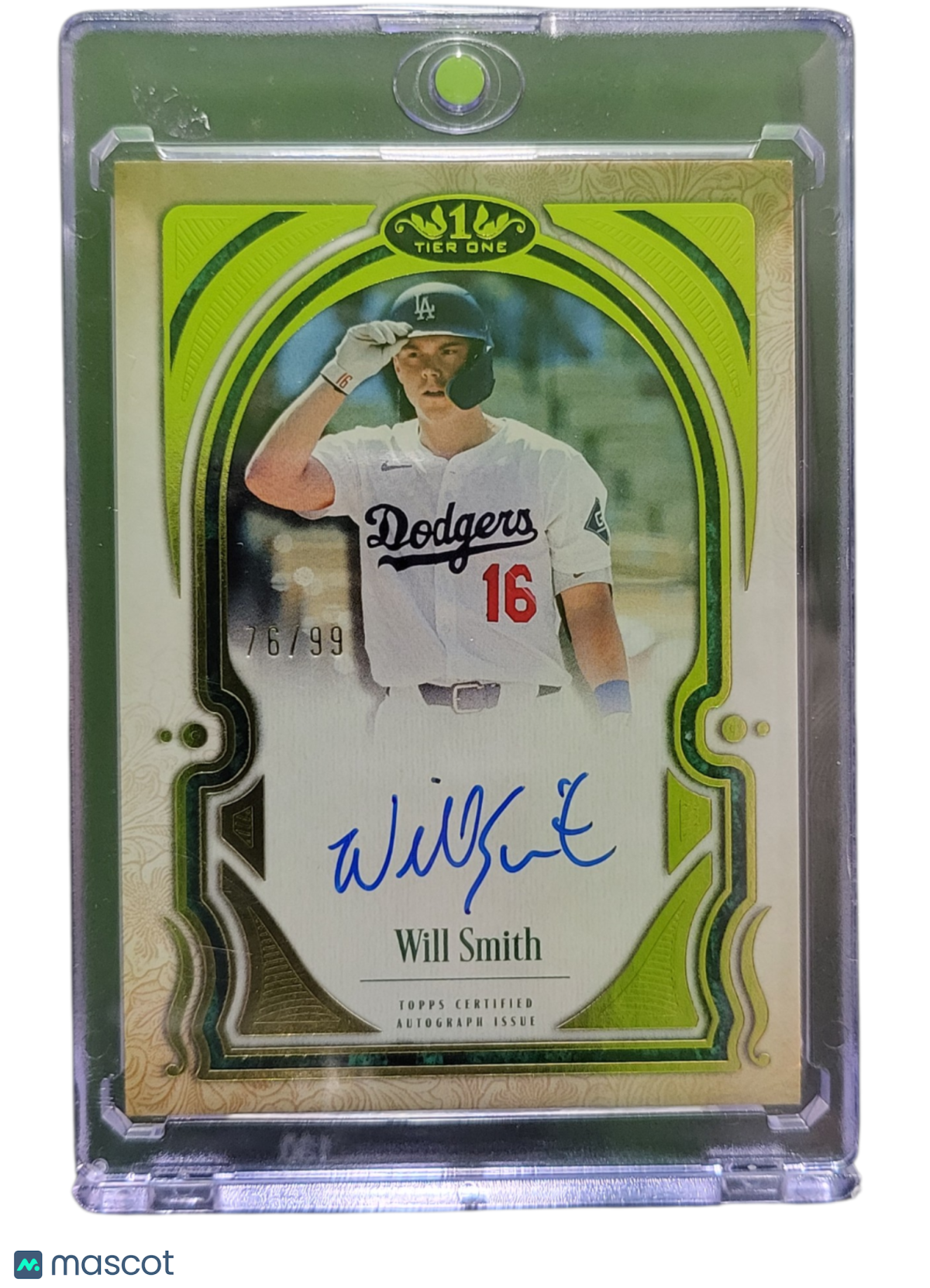 2026 Topps Tier One Tier One Talent Autographs Will Smith #TITA-WS Green 76/99