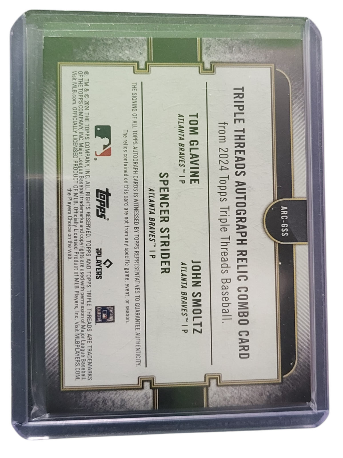 2024 Topps Triple John Smoltz Tom Glavine Spencer Strider /9  Auto Relic Game