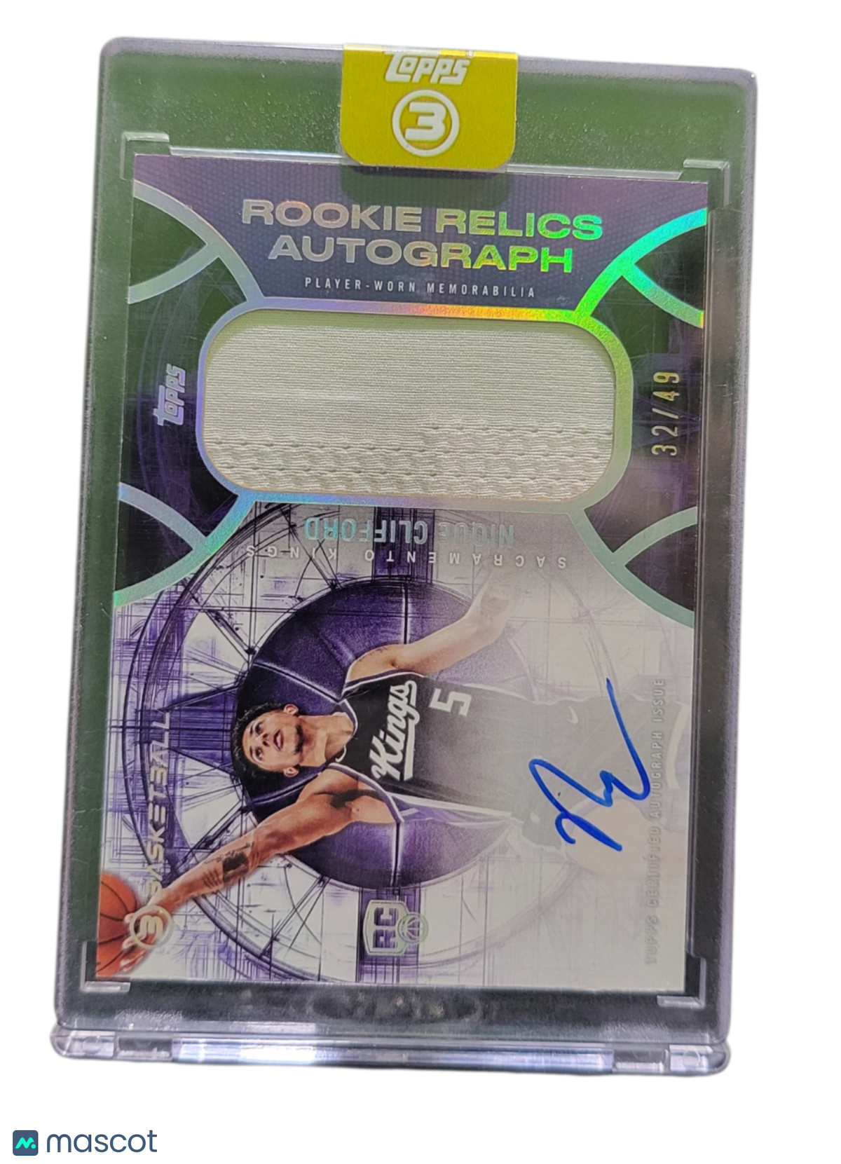 2026 Topps 3 Basketball Nique Clifford #RRA-NC Player-Rookie Relics Auto/49 RC