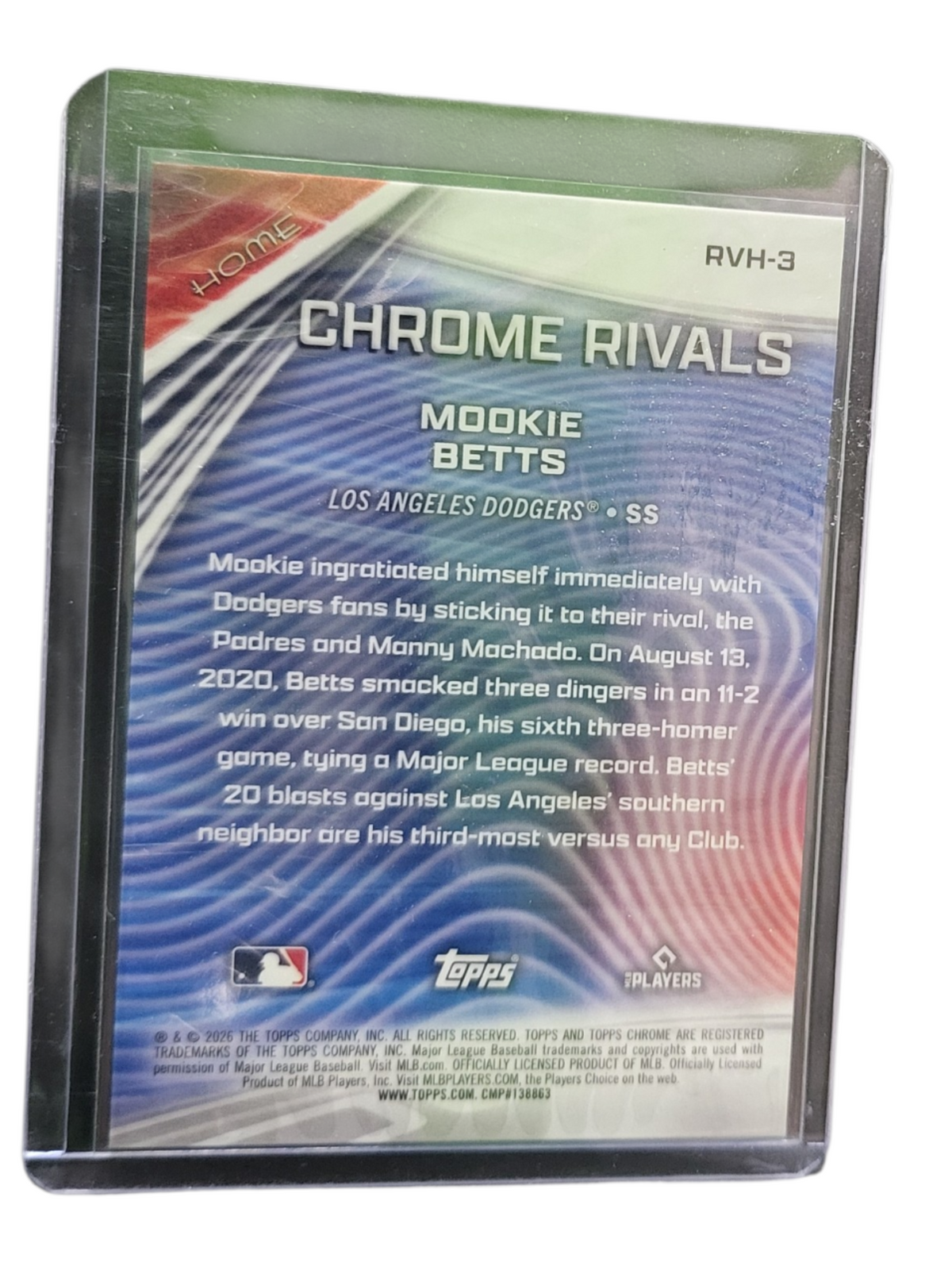 2026 Topps Chrome Rivals Mookie Betts #RVH-3 Orange Refractor