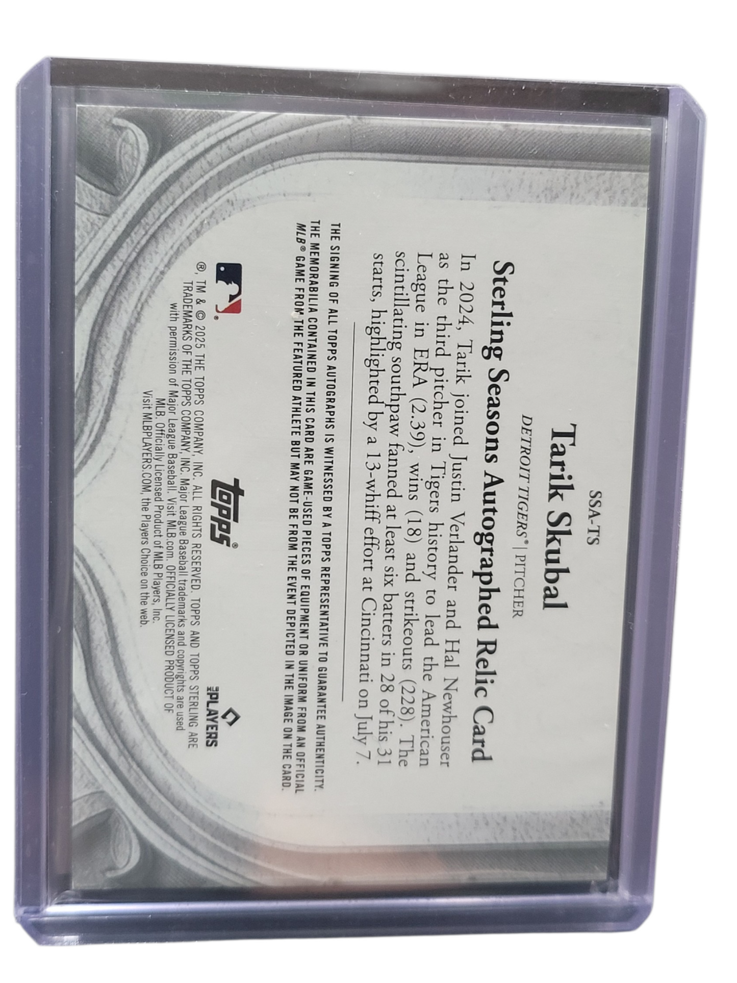 2024 Topps Sterling Tarik Skubal #SSA-TS Memorabilia Dual Relic