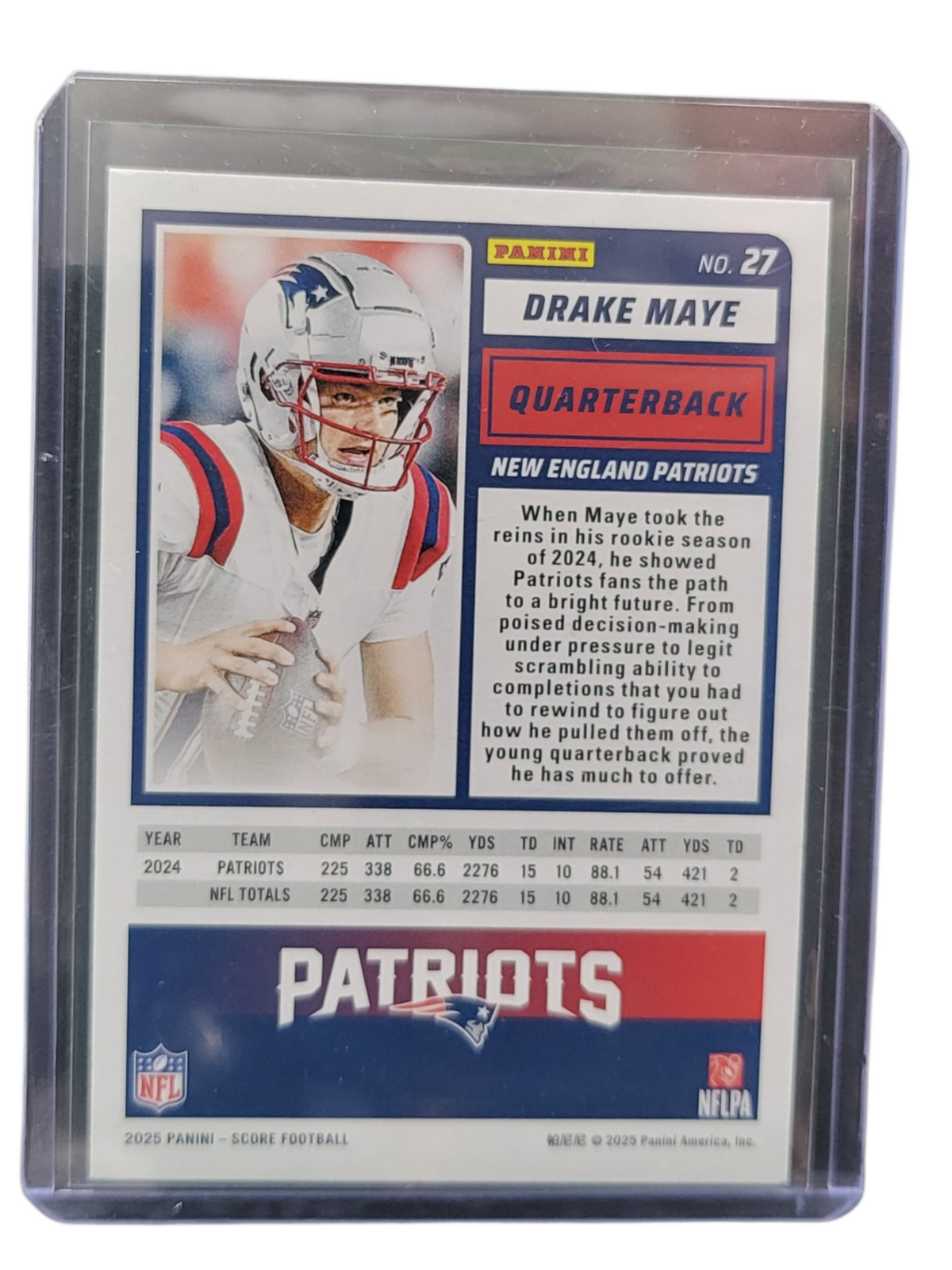 2025 Panini Score Football Drake Maye #27 Gold