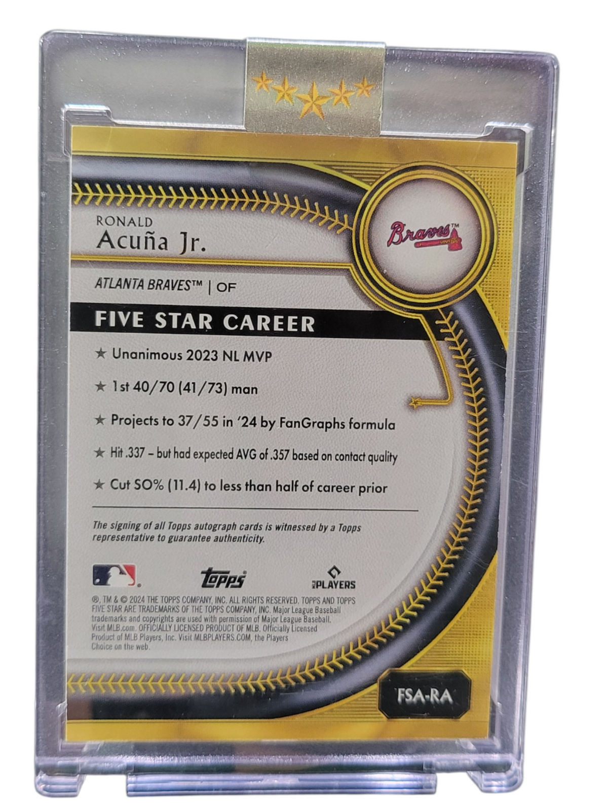 2024 Topps Five Star Ronald Acuña Jr. #FSA-RA Gold 48/50