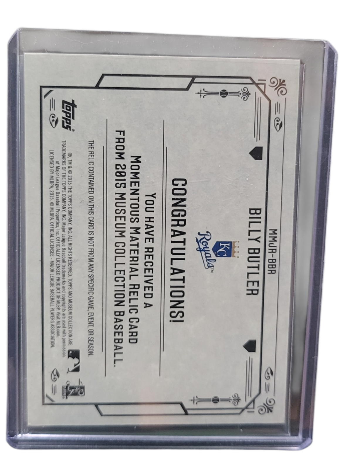 2015 Topps Museum Collection Momentous Material Billy Butler #MMJR-BBR 1 / 1 Relic Memorabilia