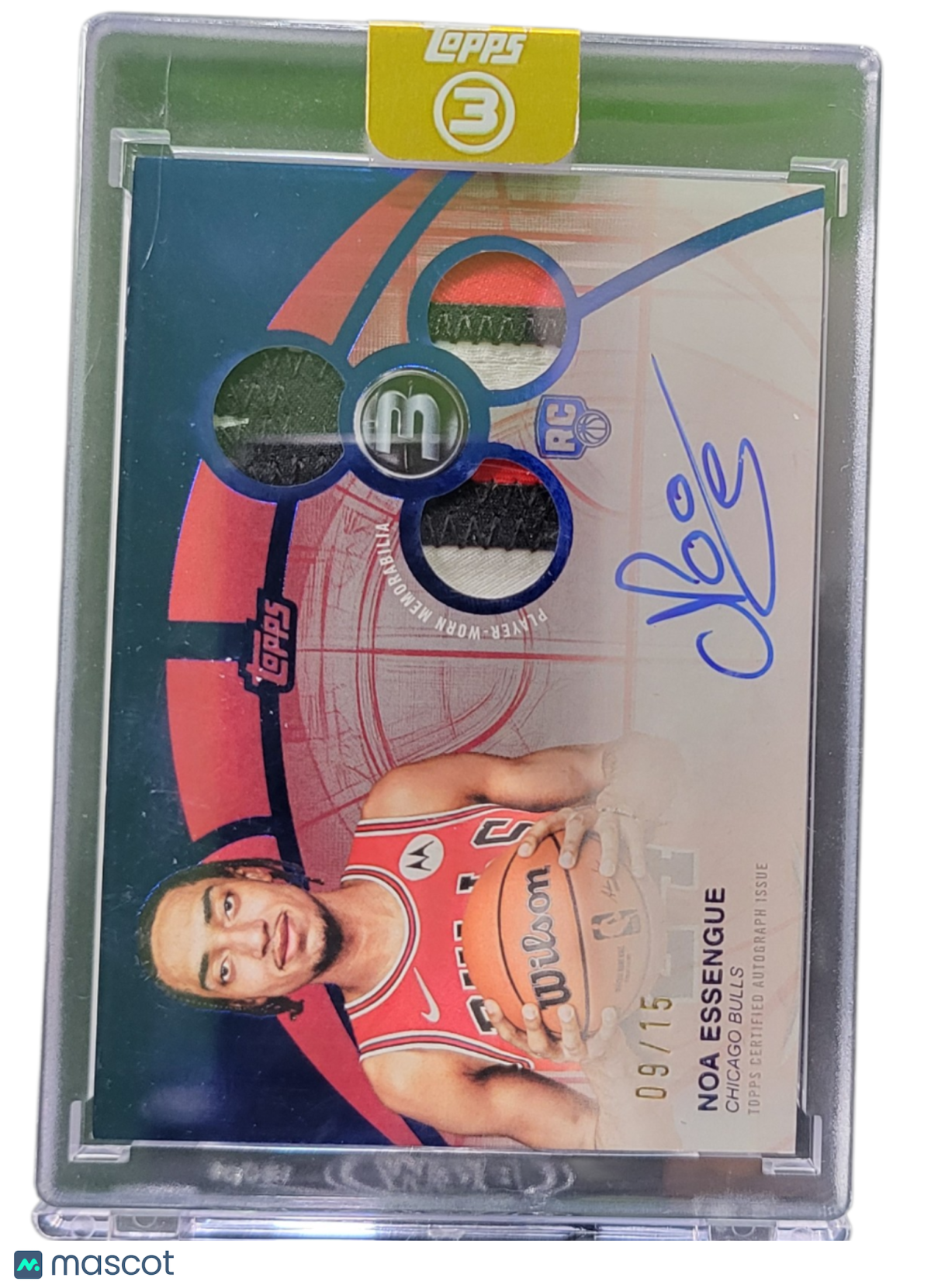2026 Topps 3 Basketball Noa Essengue #RPH-NE Player 09/15 RC Rookie 3 Patch Auto