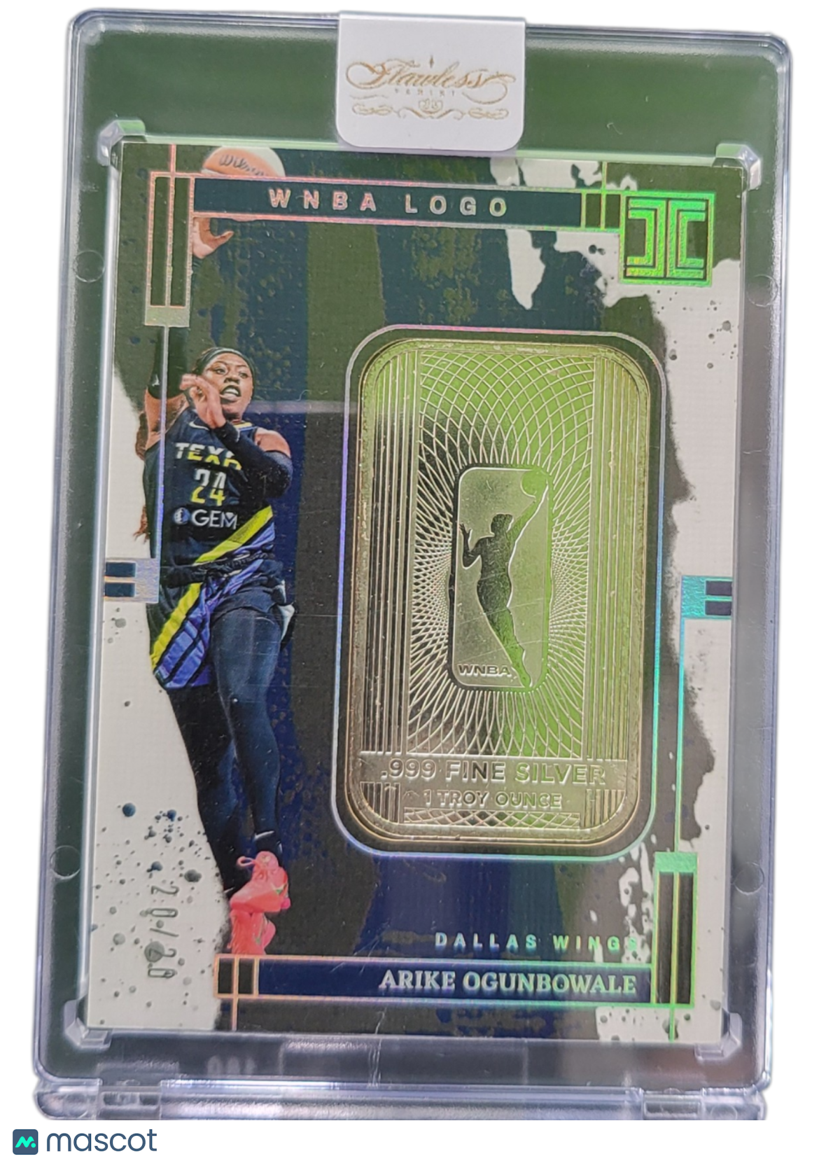 2025 Panini Impeccable Arike Ogunbowale #9 1 Troy Ounce .999 Fine Silver Bar 0./
