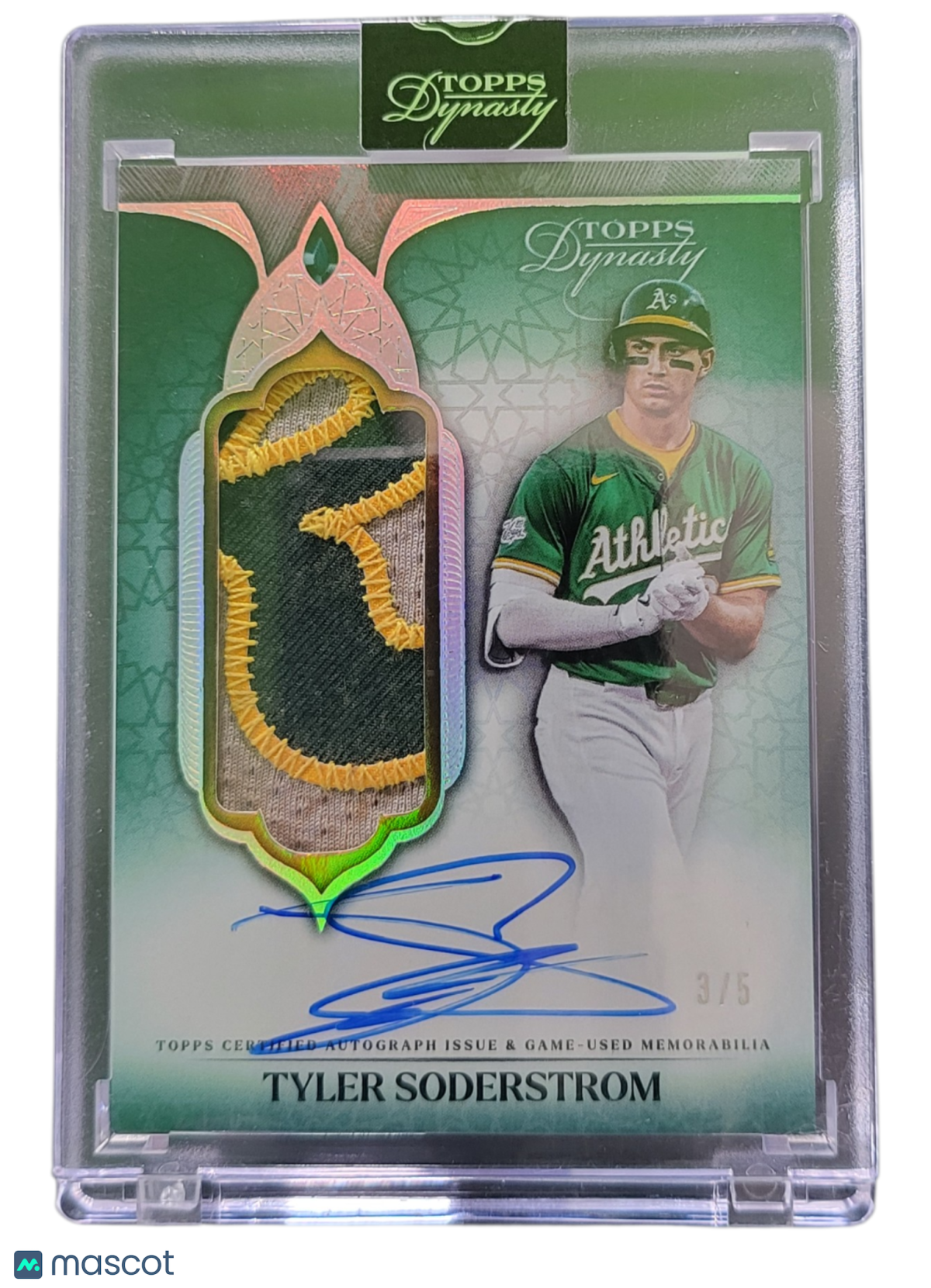 2025 Topps Dynasty Tyler Soderstrom #DAPB-TS03 Green Auto Patch /5 Game-Used