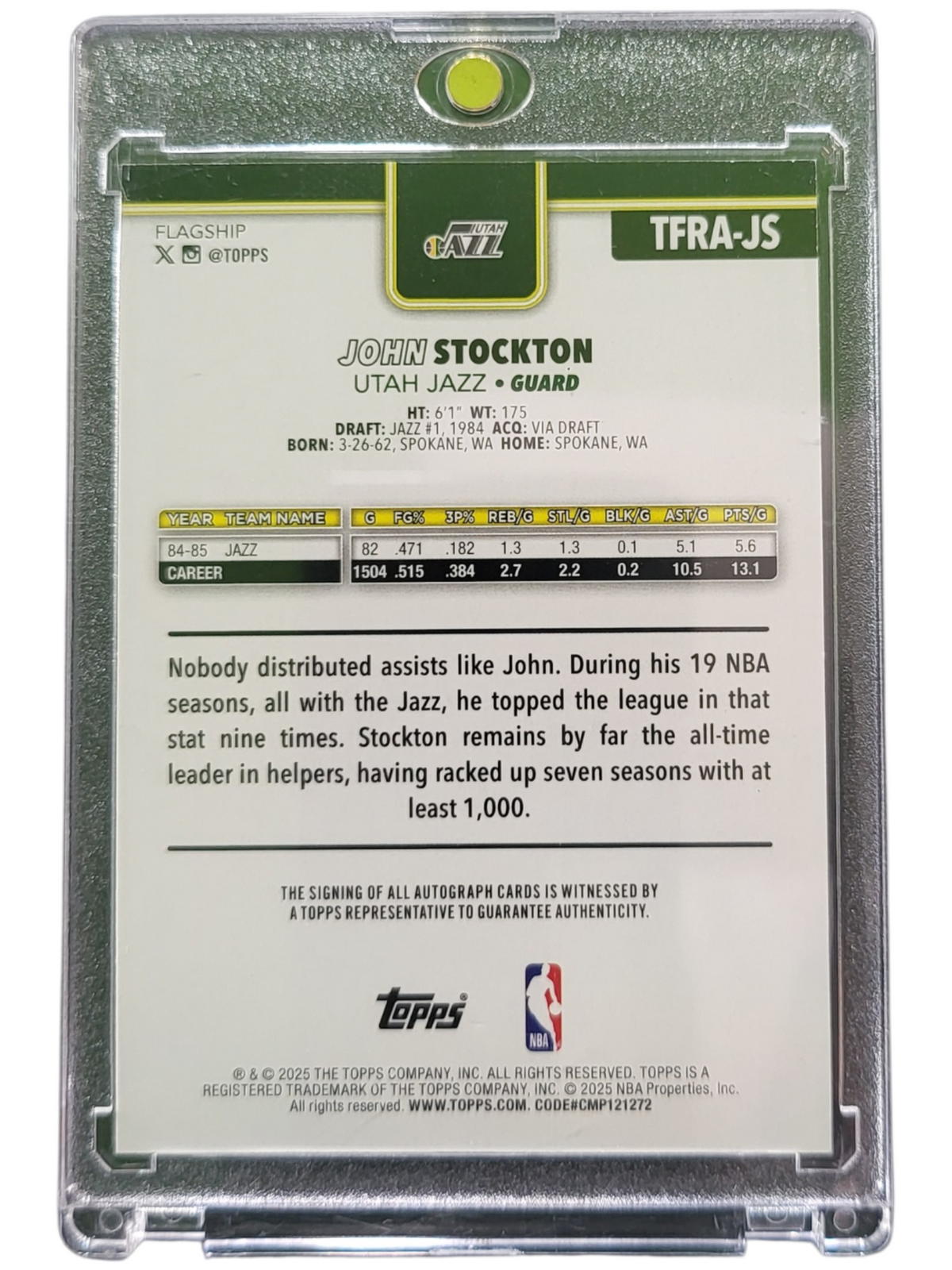 2025 Topps John Stockton #TFRA-JS Orange 06/25