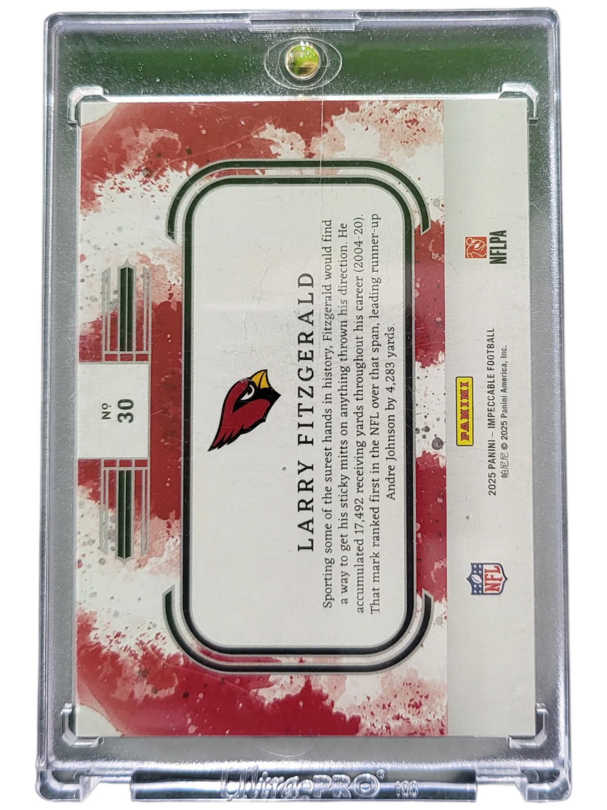 2025 Panini Impeccable Football Larry Fitzgerald #30 Silver Bar