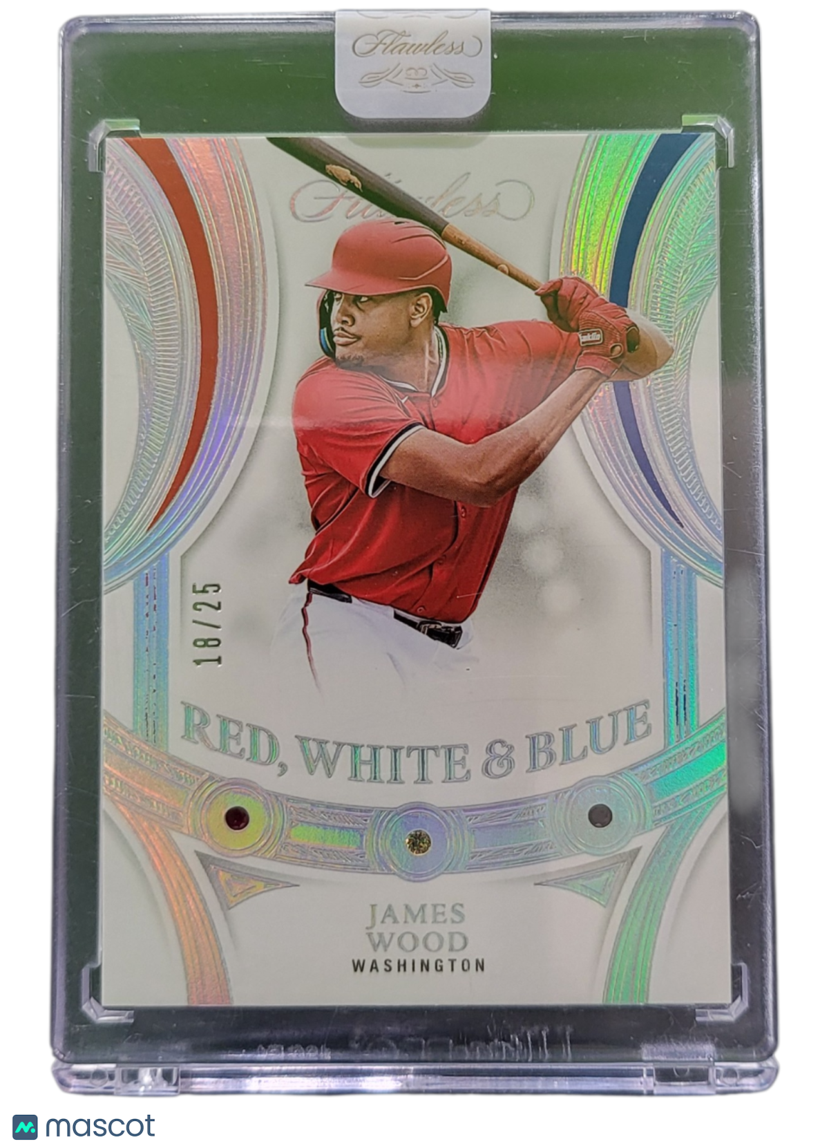 2025 Panini Flawless Baseball James Wood #16 Red, White & Blue 18/25