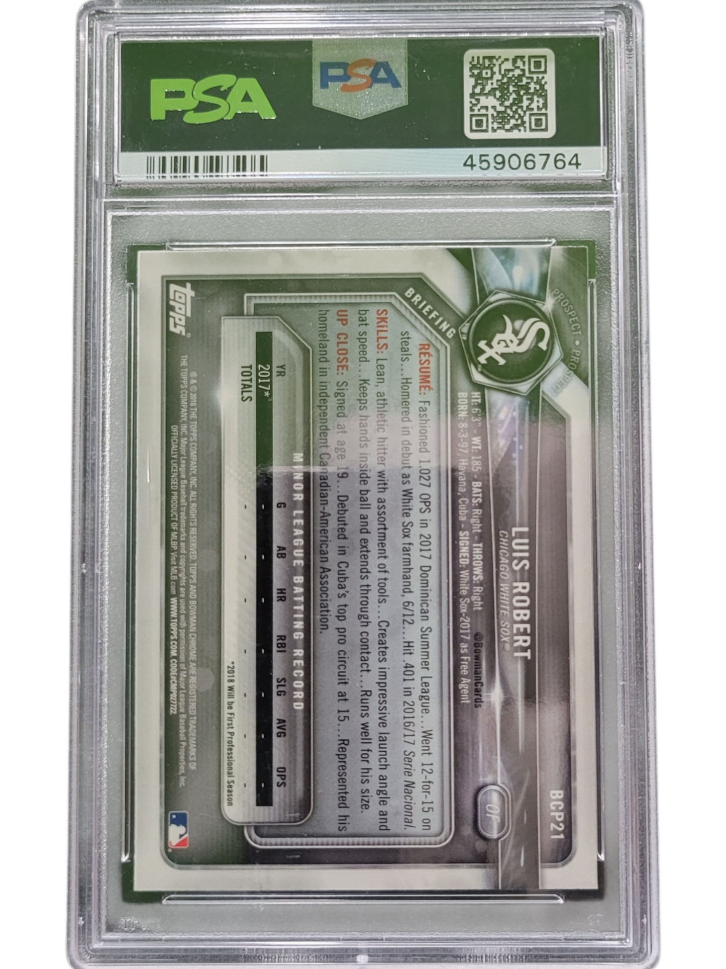 2018 Bowman Mega Box Chrome Luis Robert #BCP21 PSA 9