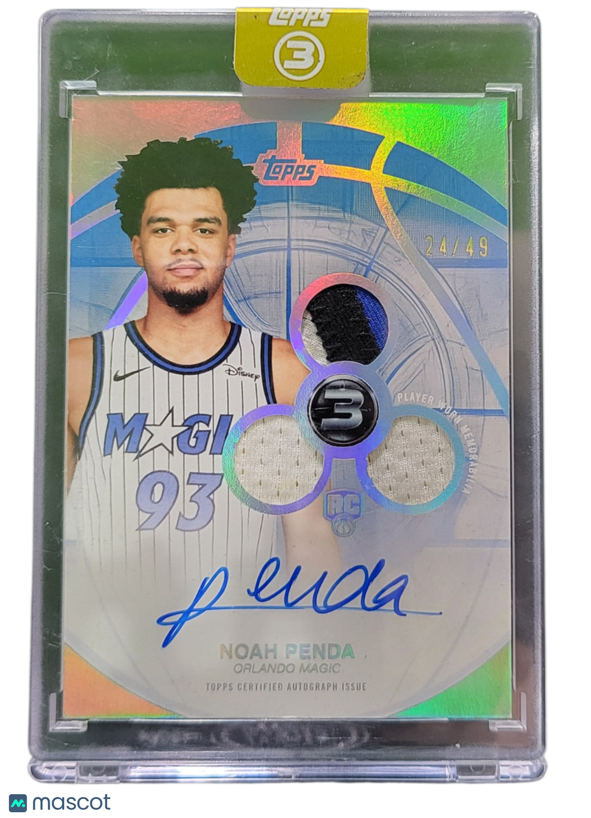 2026 Topps 3 Basketball Noah Penda #RPV-NP Autograph Patch 24/49 RC
