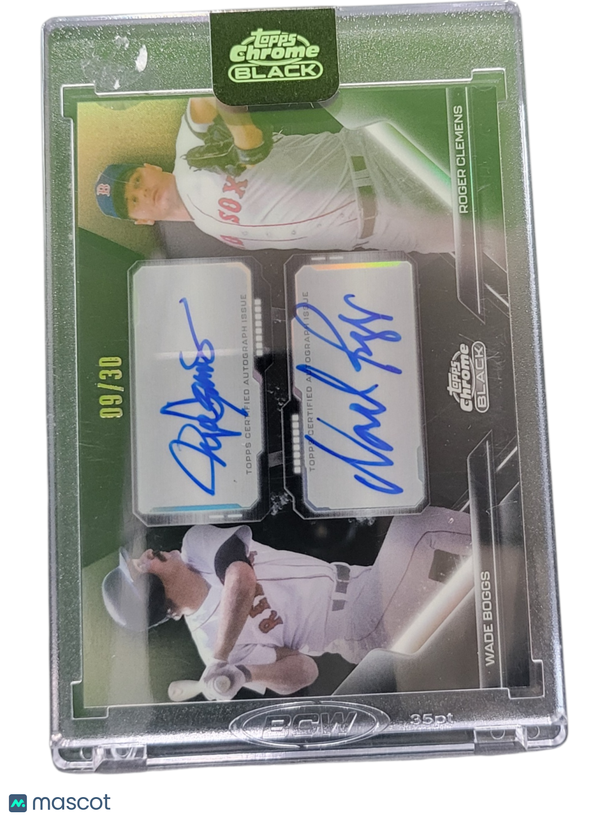2026 Topps Chrome Black Roger Clemens Wade Boggs #PDPA-BC Green 09/30