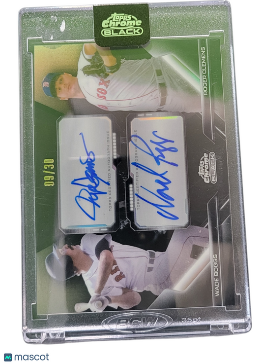 2026 Topps Chrome Black Roger Clemens Wade Boggs #PDPA-BC Green 09/30