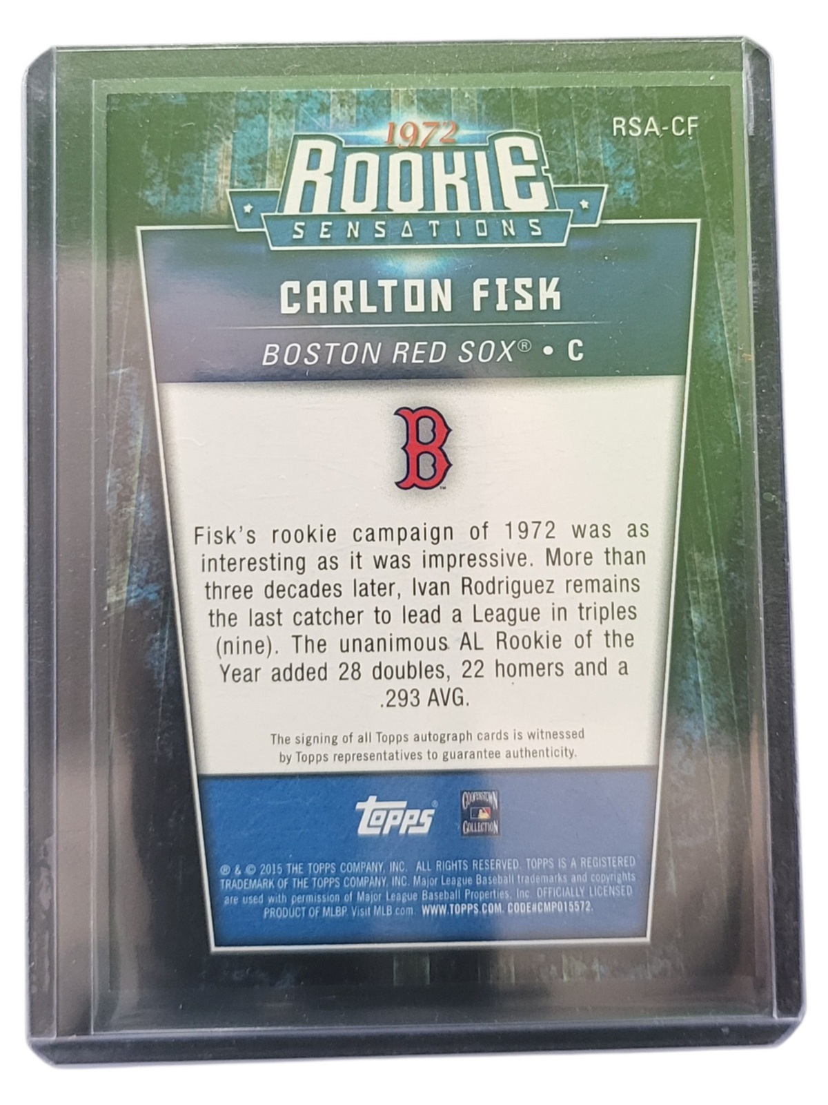 2015 Topps Pristine 1972 Rookie Sensations Autographs Carlton Fisk #RSA-CF 20/25