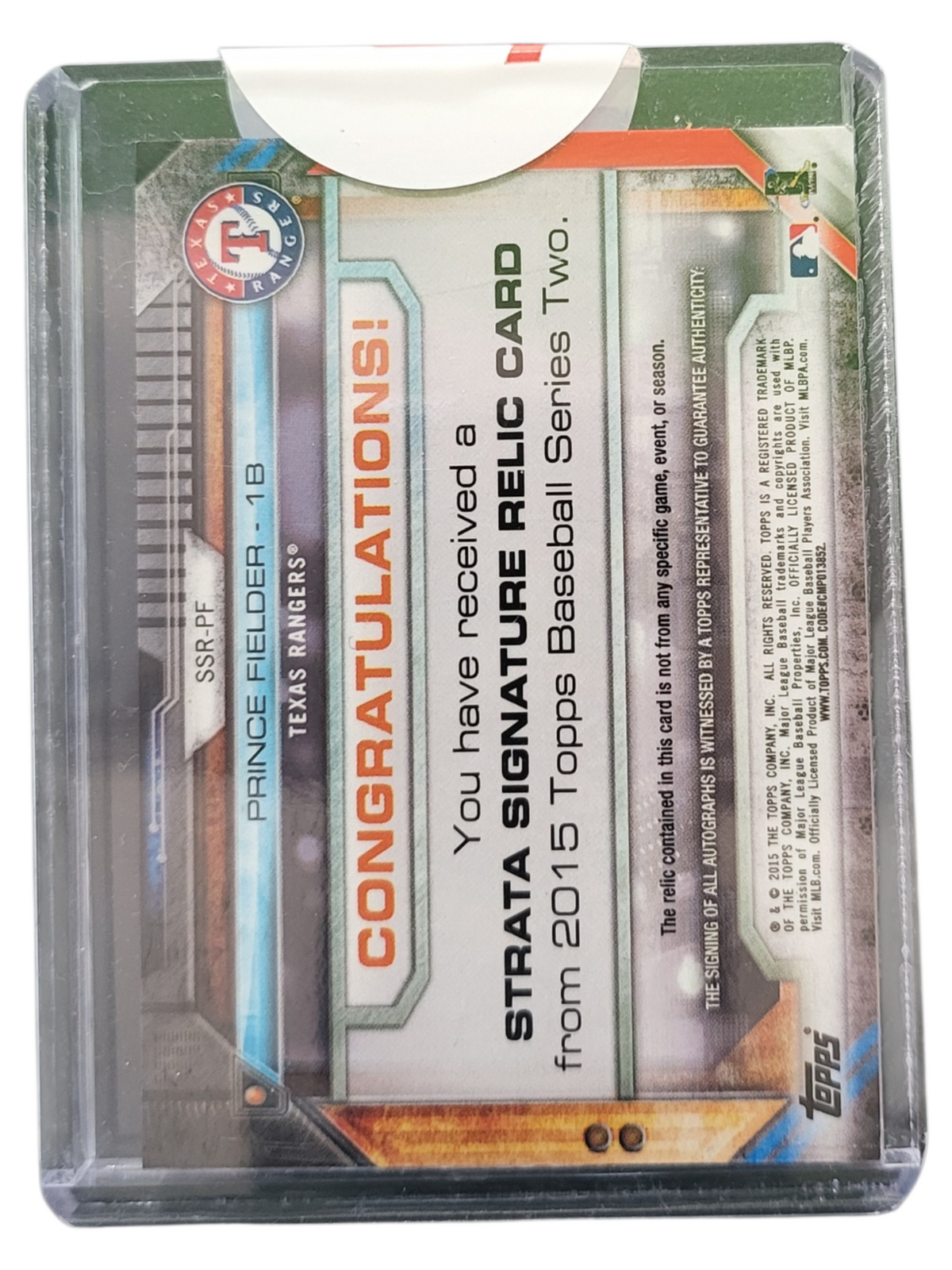 2015 Topps Strata Prince Fielder #SSR-PF 17/25 Game-Used Memorabilia