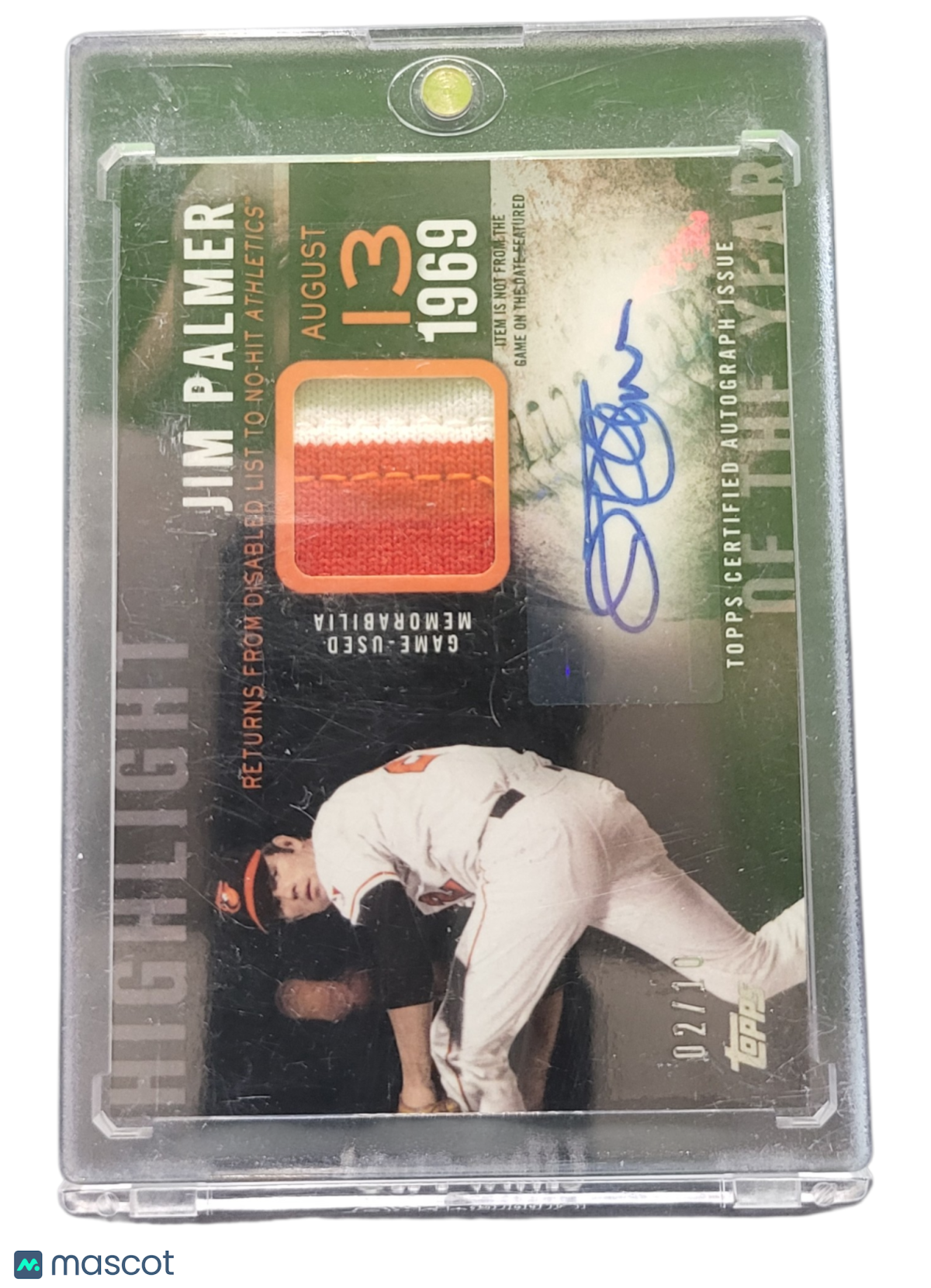 2023 Topps Highlight of the Year Autographs Jim Palmer #HYAR-JP 02/10 Patch Game