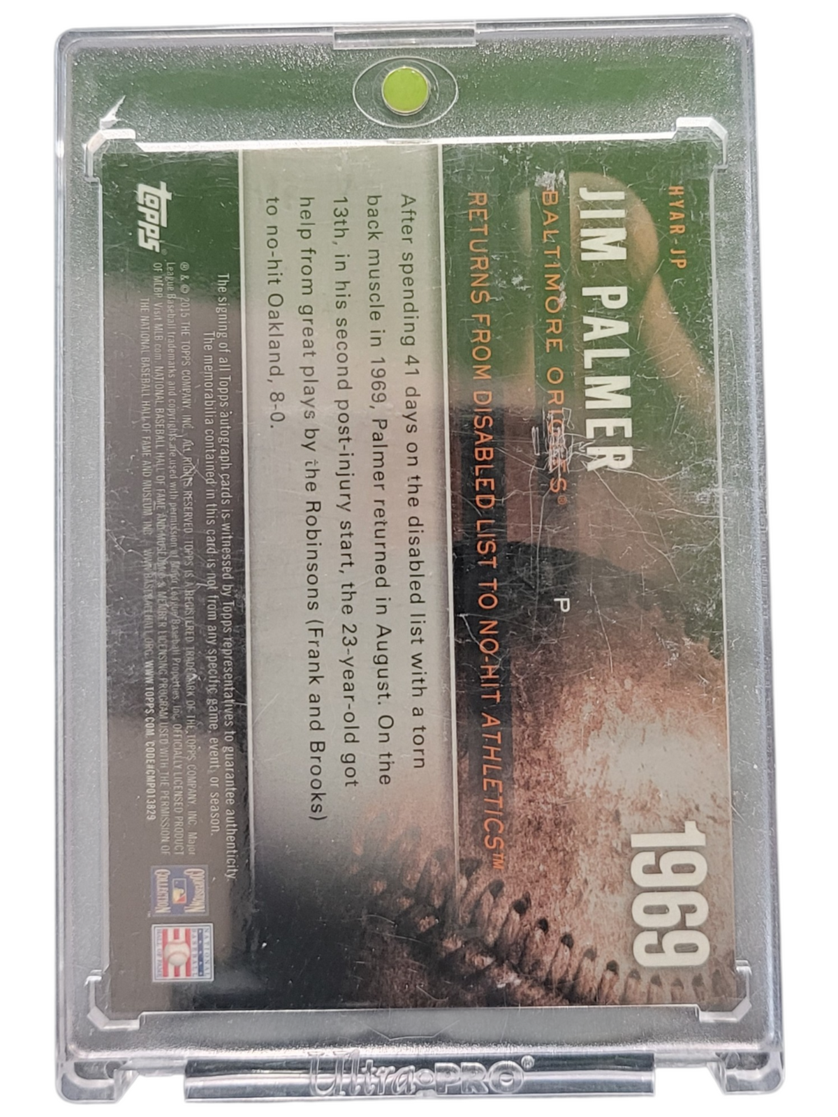 2023 Topps Highlight of the Year Autographs Jim Palmer #HYAR-JP 02/10 Patch Game