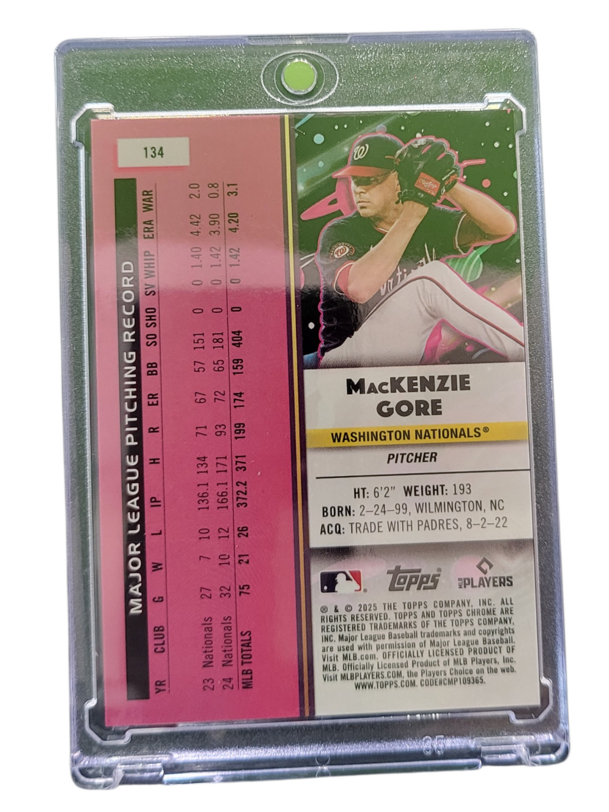 2025 Topps Cosmic Chrome MacKenzie Gore #134 Orange 09/10