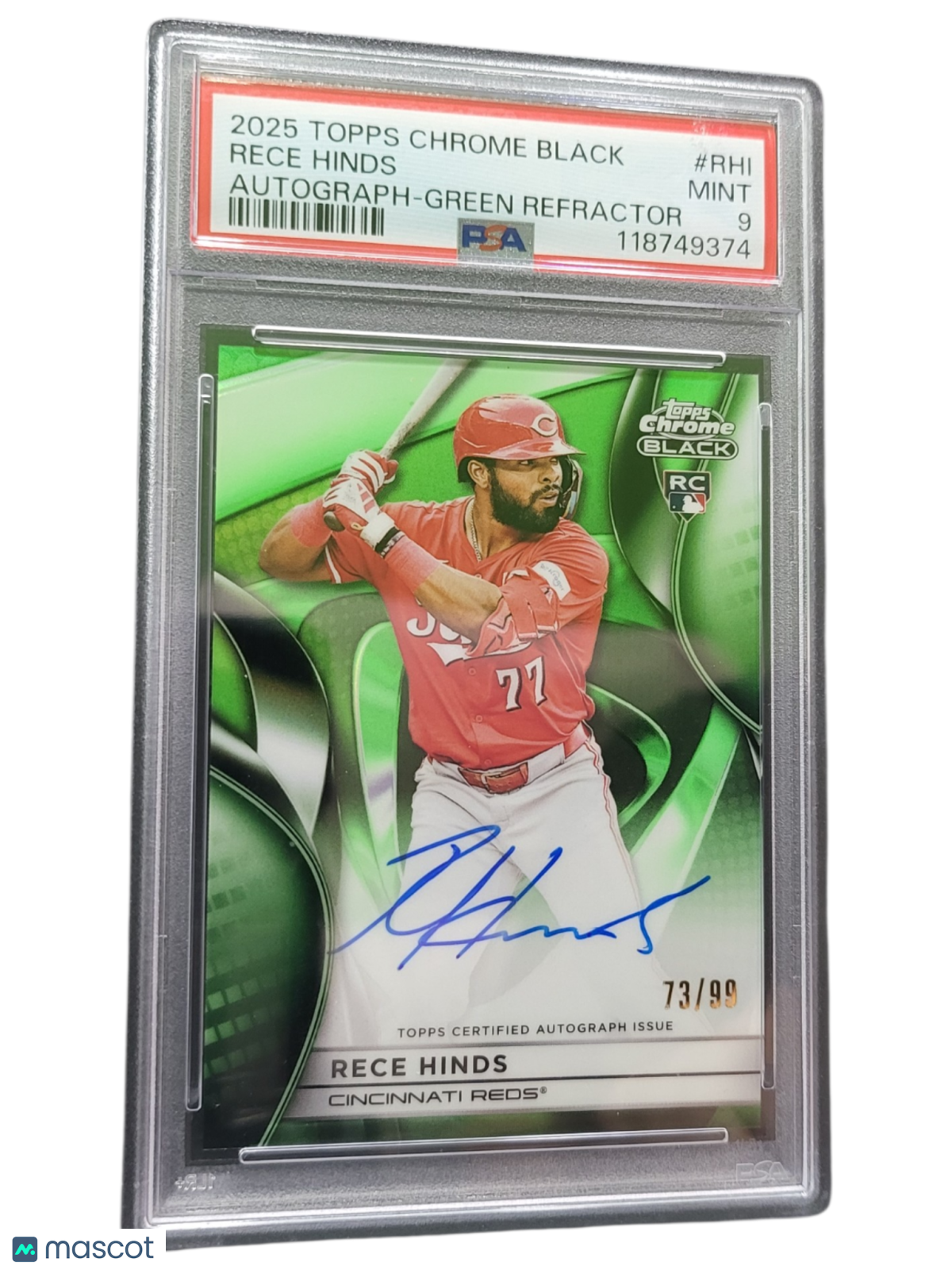 2025 Topps Chrome Black Autographs Rece Hinds #RHI Green Refractor PSA 9