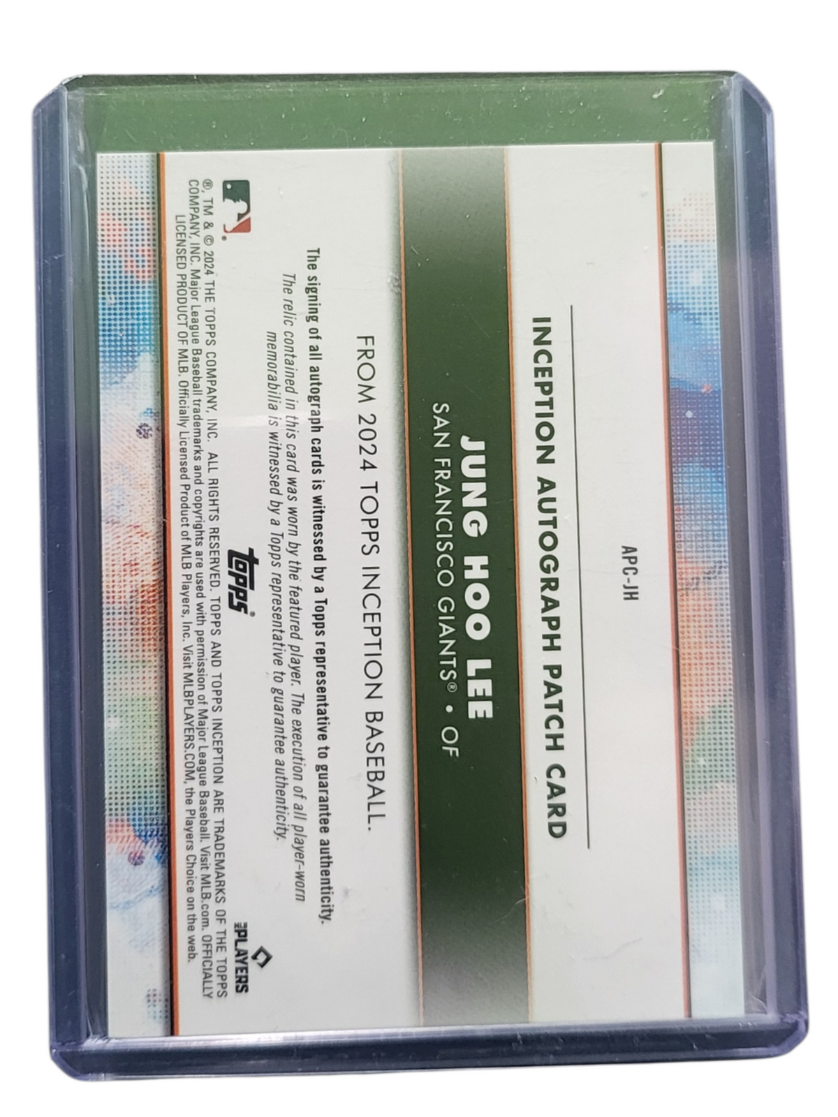 2024 Topps Inception Baseball Jung Hoo Lee #APC-Worn Memo Auto Patch Card RC