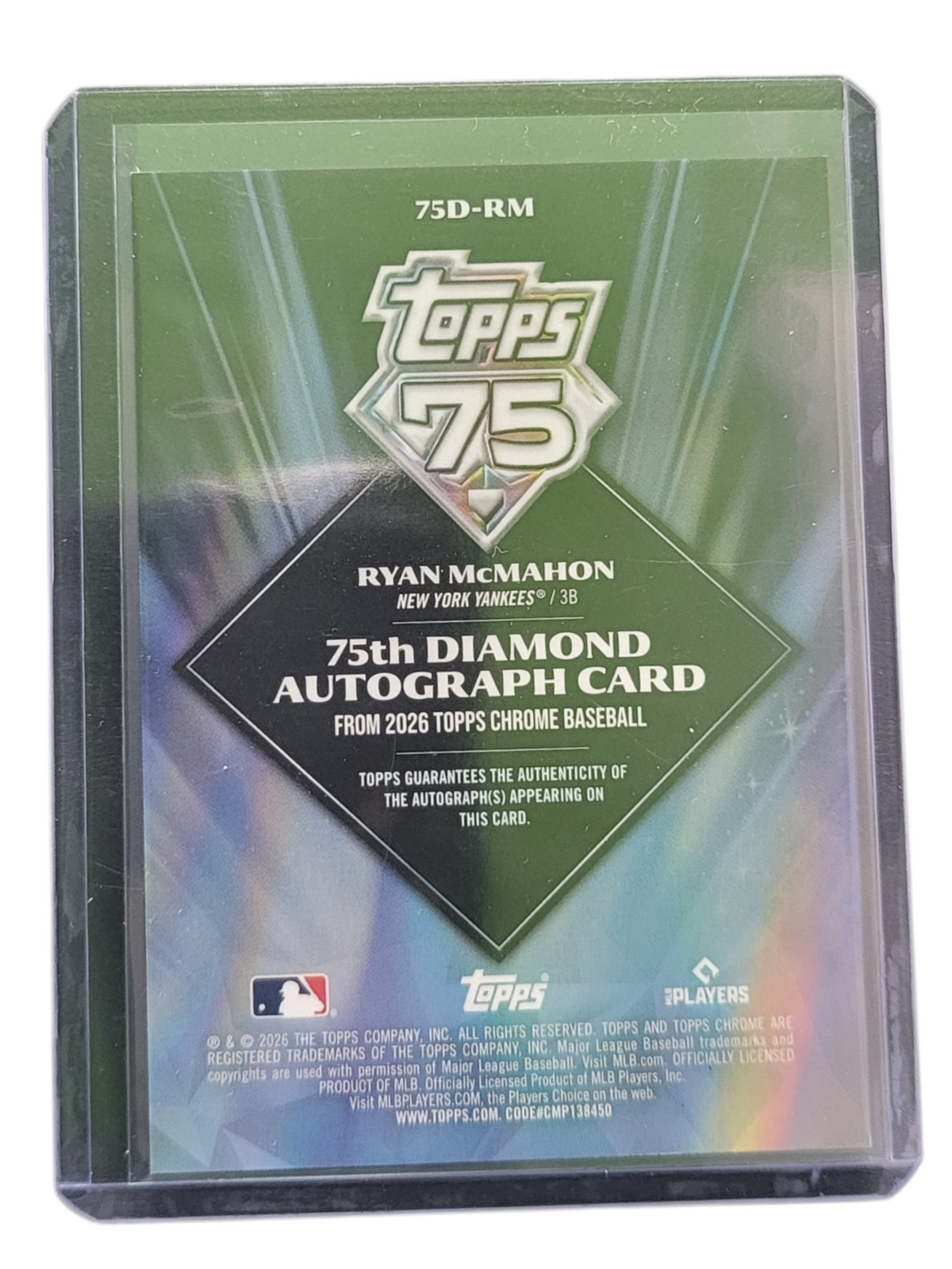 2026 Topps Chrome Ryan McMahon #75D-RM Green Diamond 97/99
