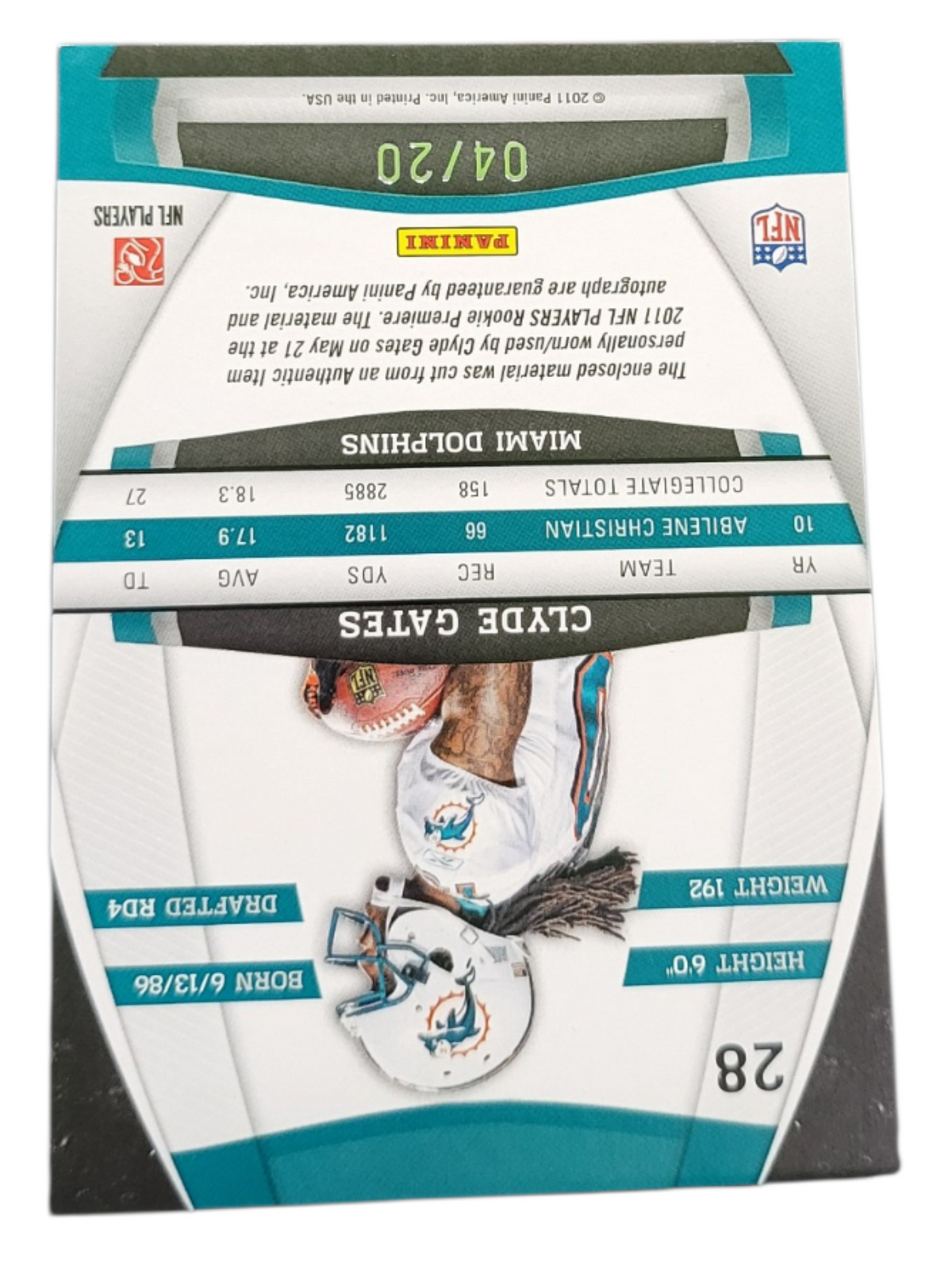 2011 Panini Gridiron Gear Rookie Gridiron Gems Clyde Gates #28 Triple Patch