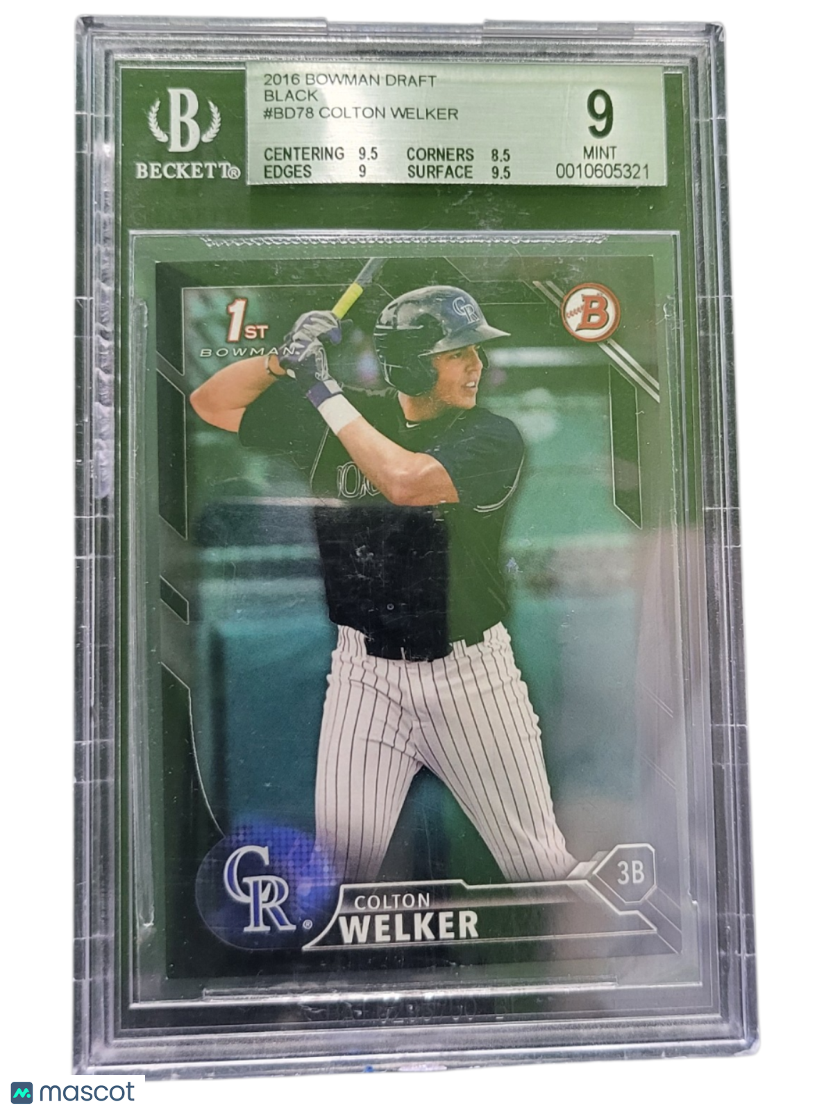 2016 Bowman Draft Black Colton Welker #BD78 BGS 9