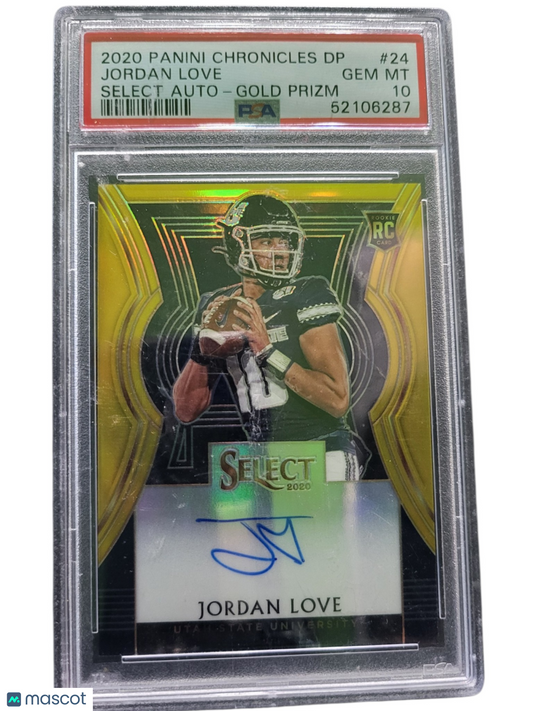2020 Panini Chronicles Draft Picks Select Auto Jordan Love #24 Gold Prizm PSA 10