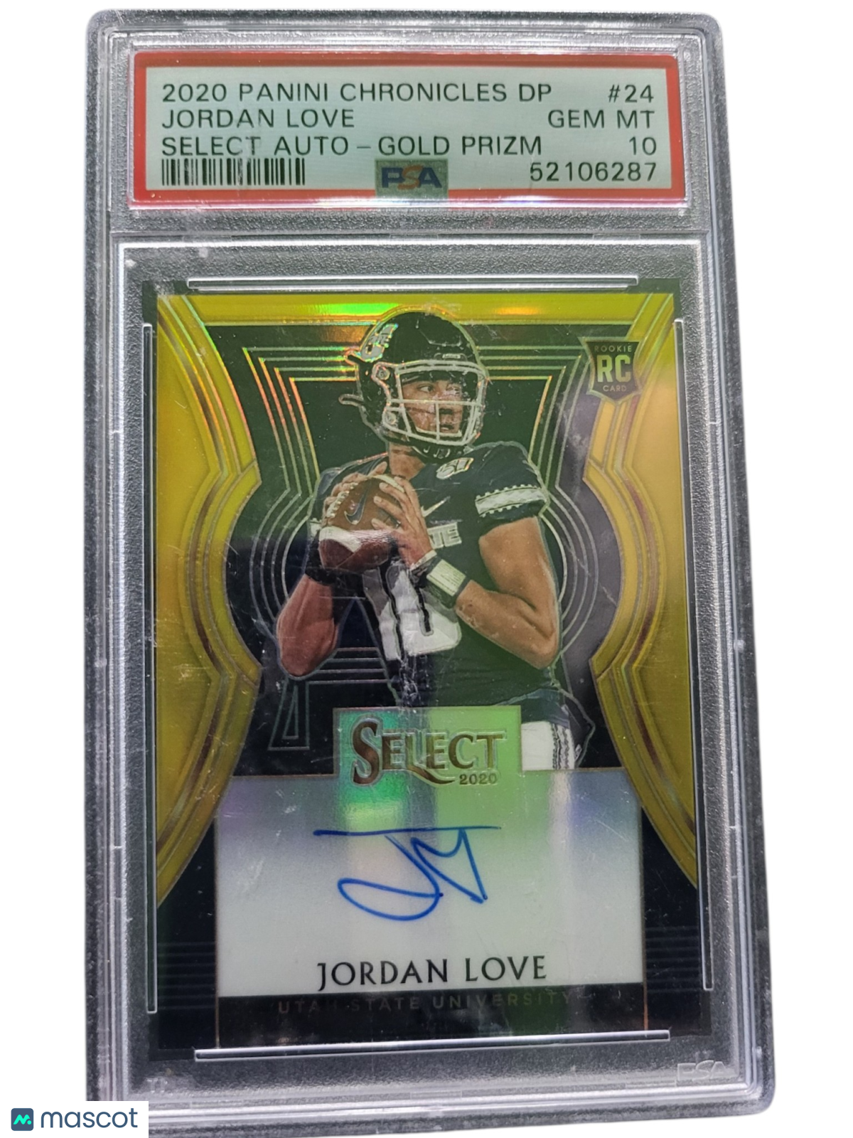 2020 Panini Chronicles Draft Picks Select Auto Jordan Love #24 Gold Prizm PSA 10