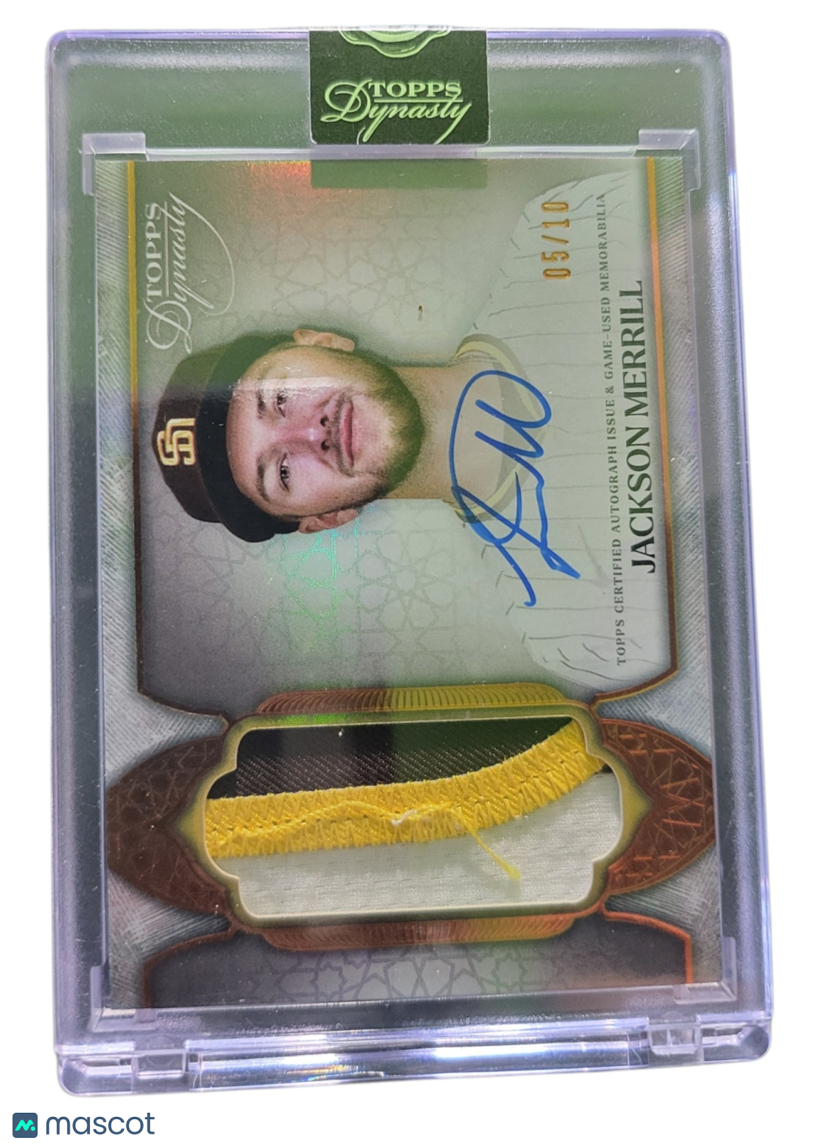 2025 Topps Dynasty Jackson Merrill #DAP-JM5 Autograph 05/10 Patch Game-Used Memo