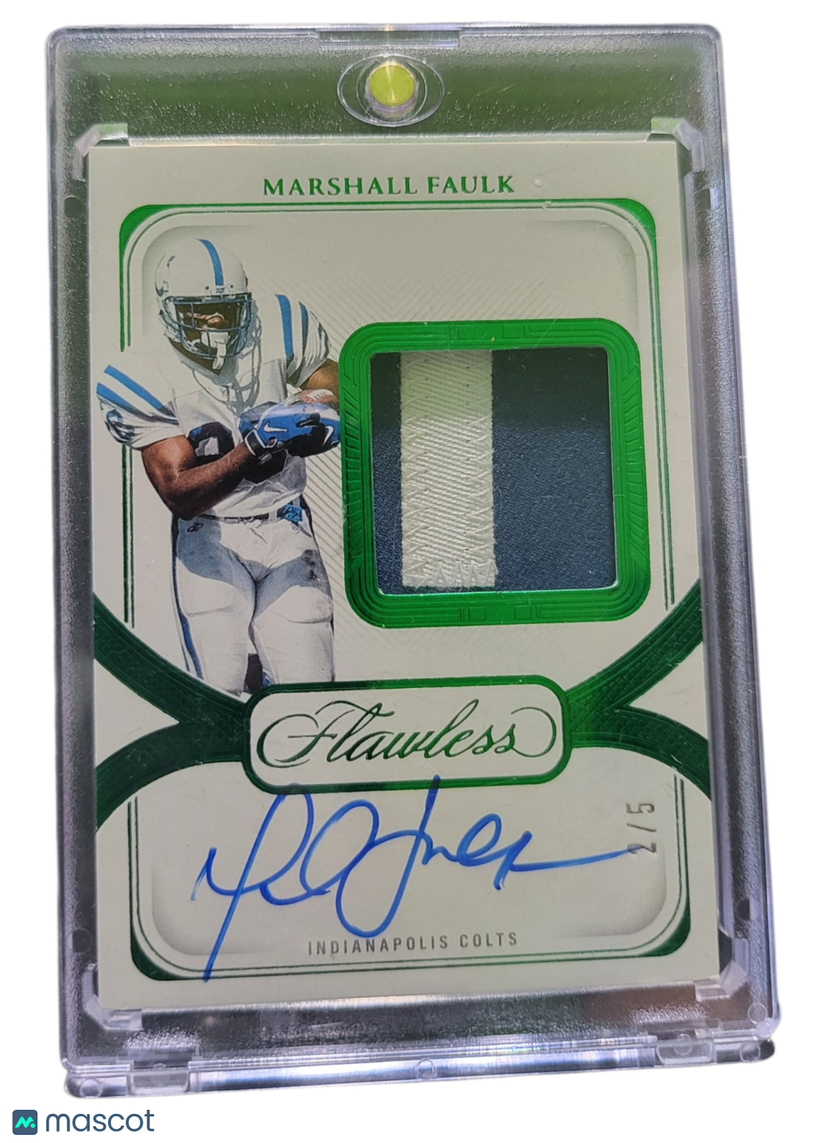 2025 Panini Flawless Football Marshall Faulk #DPA-MFK Emerald Patch 2/5 Memo