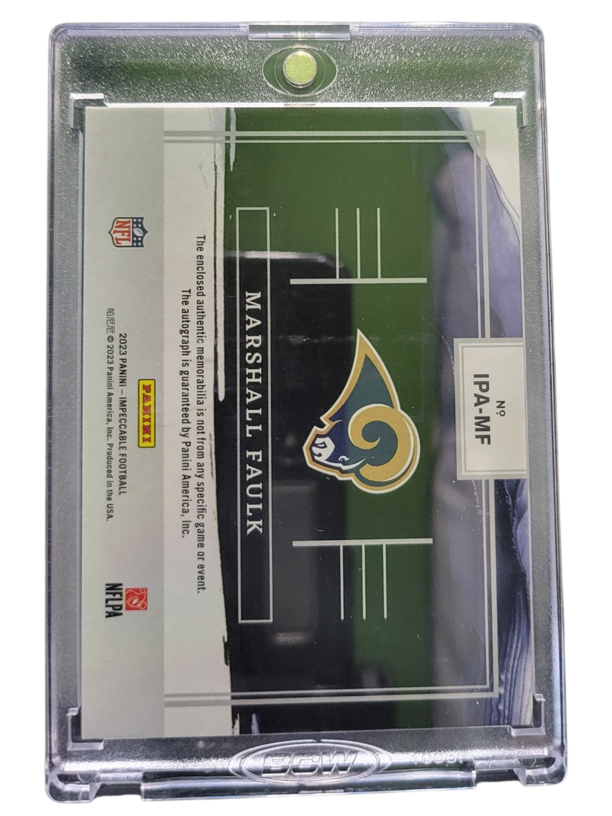 2023 Panini Impeccable Marshall Faulk #IPA-MF Autograph Patch