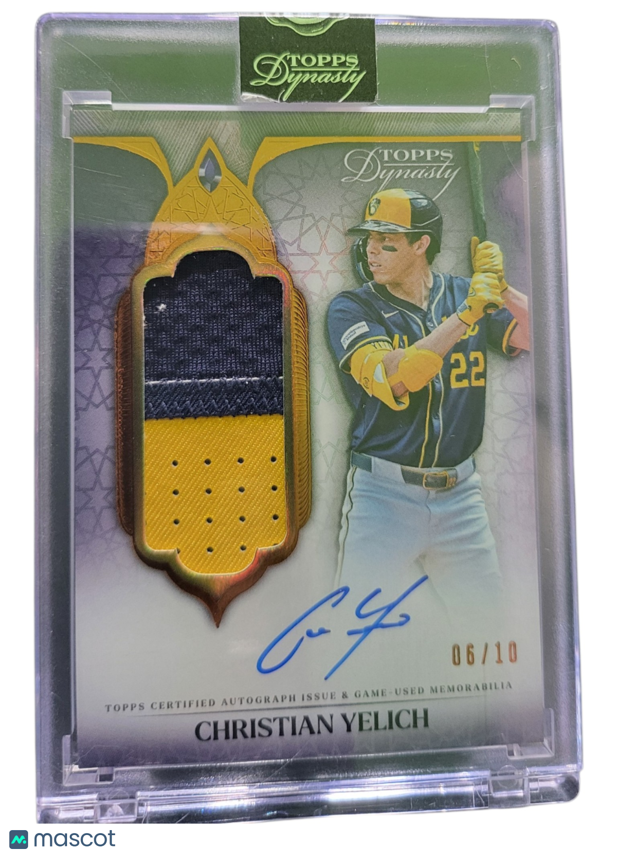 2025 Topps Dynasty Christian Yelich #DAPB-CY3 06/10 Patch Game-Used Memorabilia