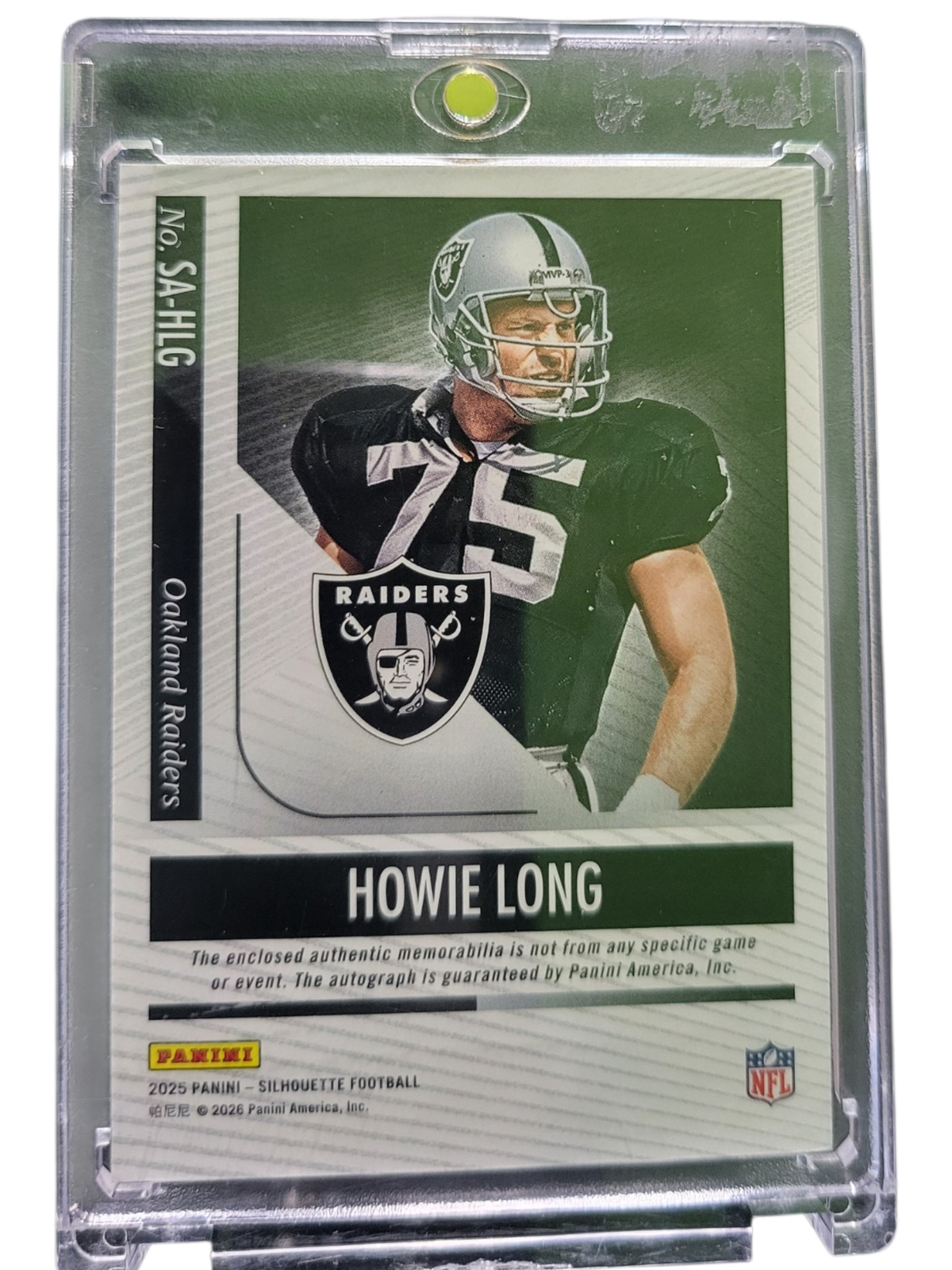 2026 Panini Silhouette Howie Long #SA-HLG Autograph 1/5 NFL Shield