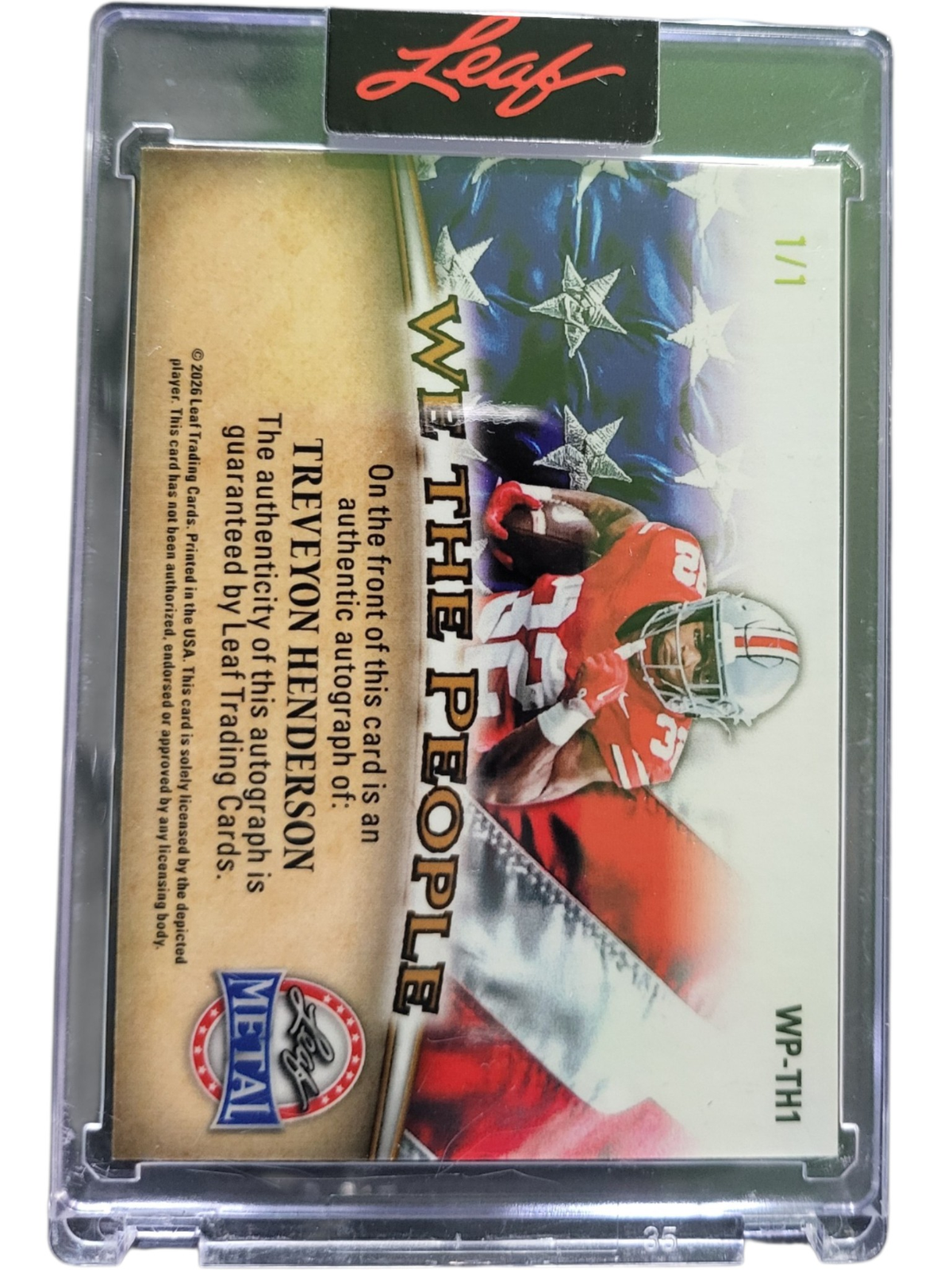 2026 Leaf Metal We The People TreVeyon Henderson #WP-TH1 1/1