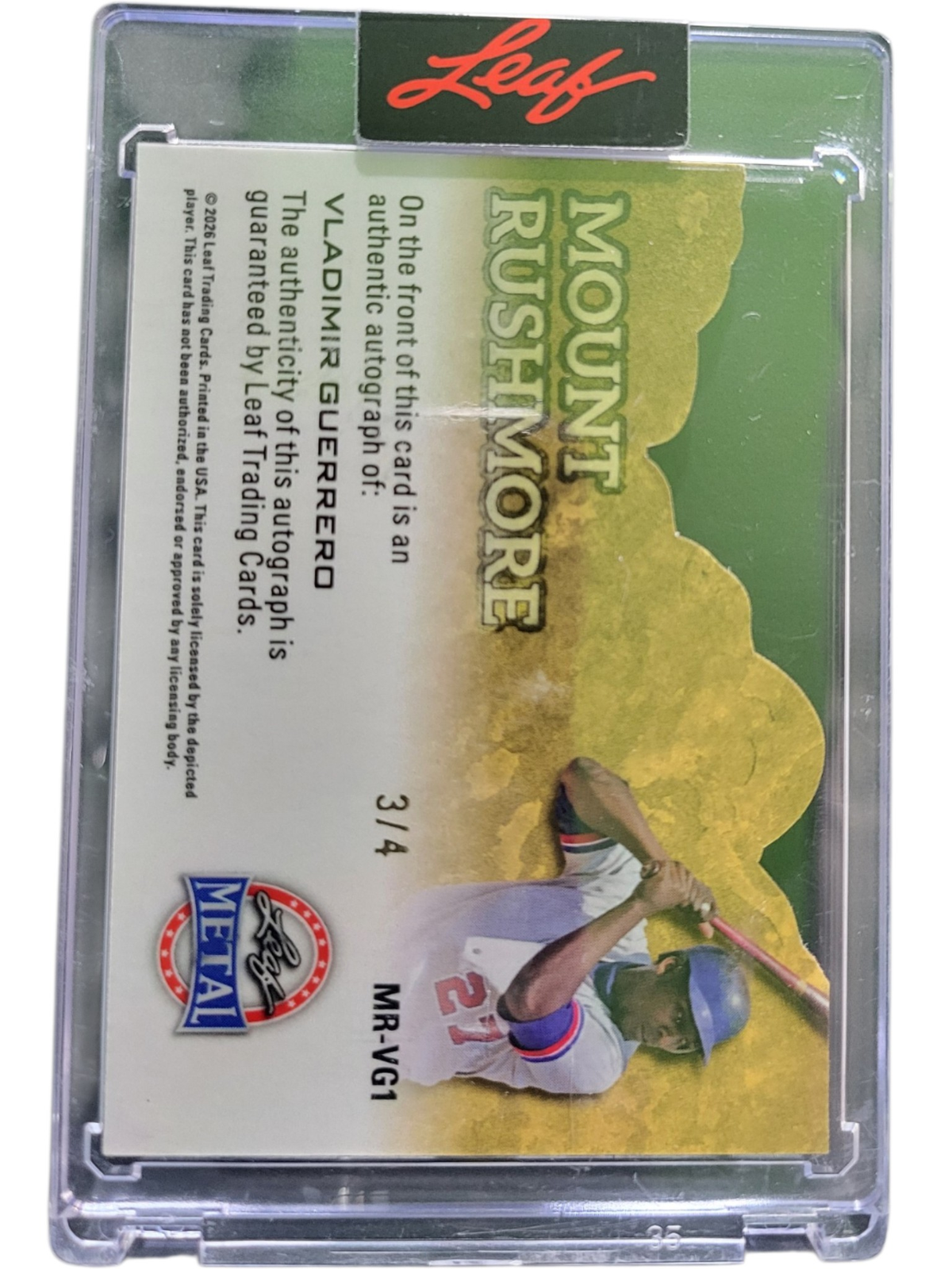 2026 Leaf Metal Mount Rushmore Vladimir Guerrero #MR-VG1 Red 3/4