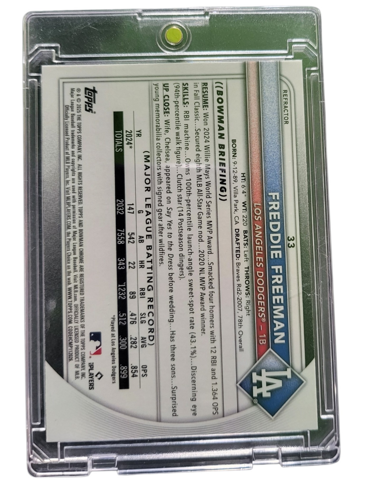2025 Bowman Chrome Freddie Freeman #33 Refractor 230/499