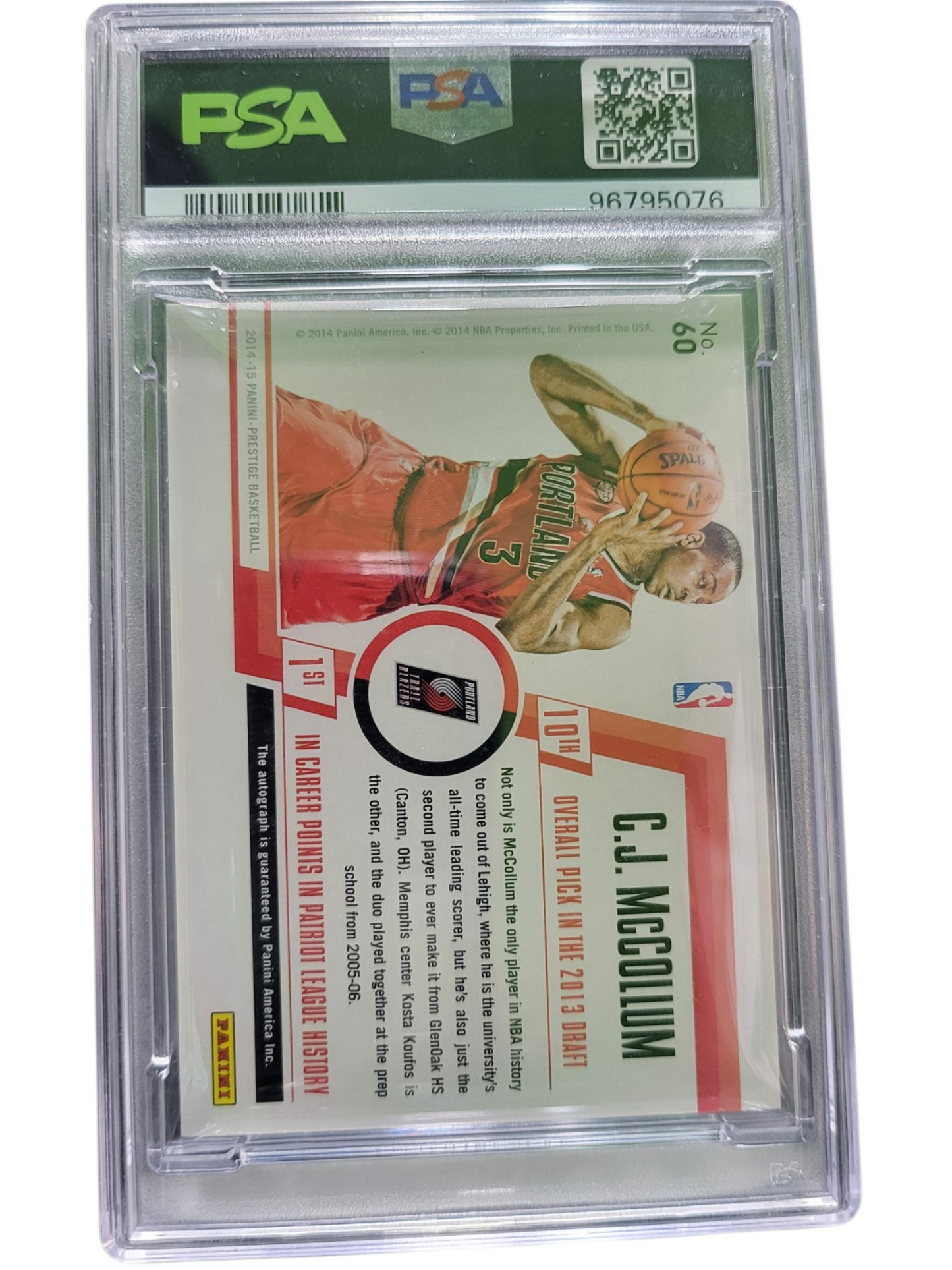 2014 Panini Prestige Bonus Shots CJ McCollum #60 Platinum Premium