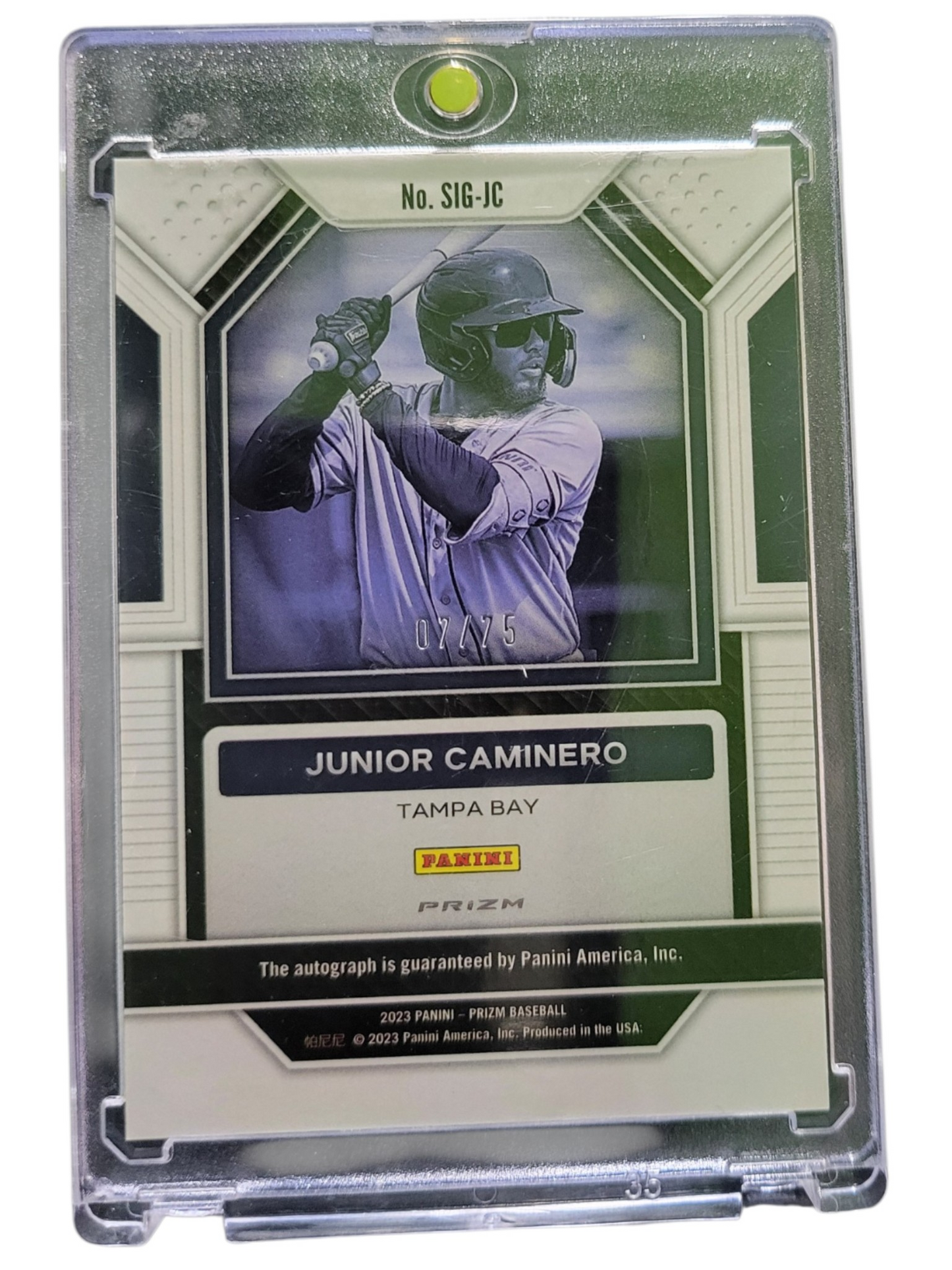 2023 Panini Prizm Baseball Junior Caminero #SIG-JC Green 07/75