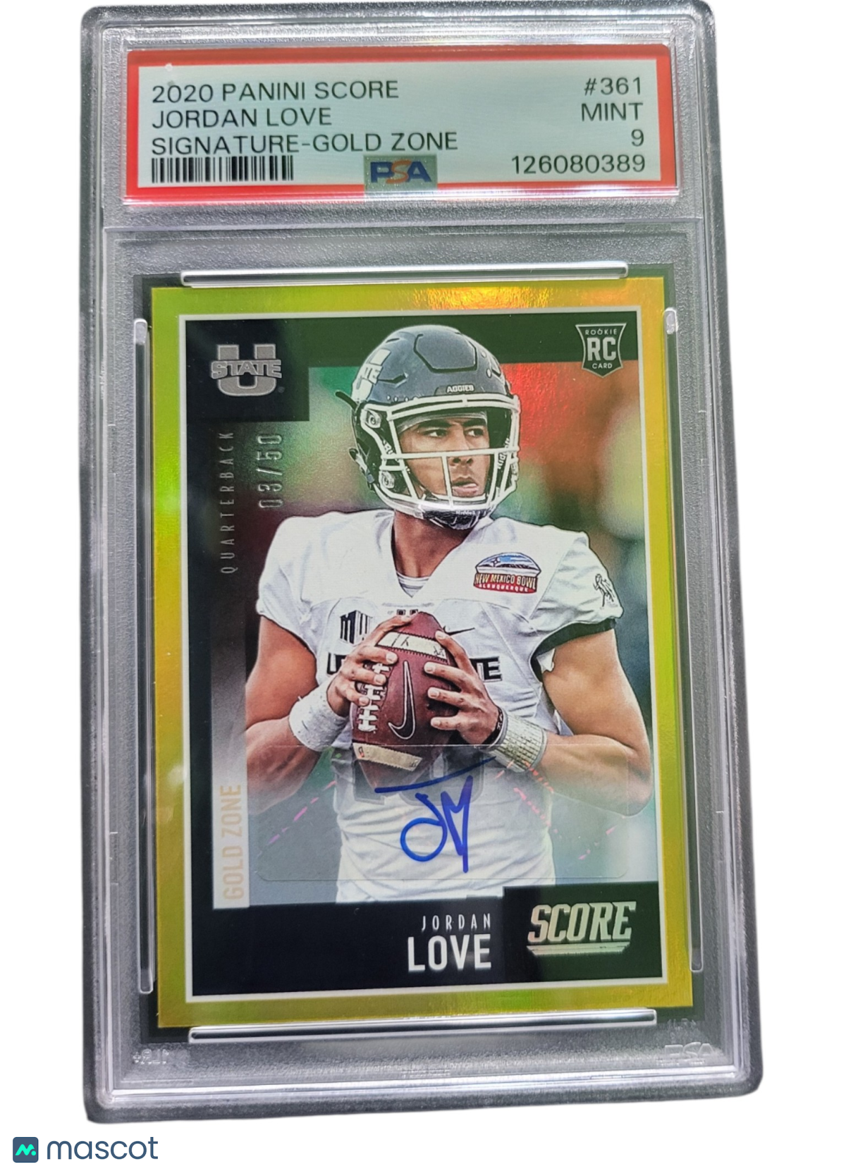 2020 Panini Score Jordan Love #361 Gold Zone 03/50 RC