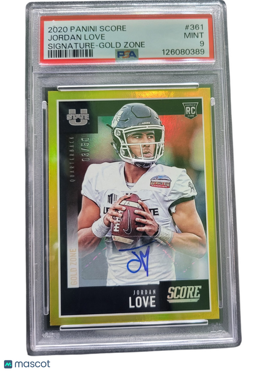 2020 Panini Score Jordan Love #361 Gold Zone 03/50 RC