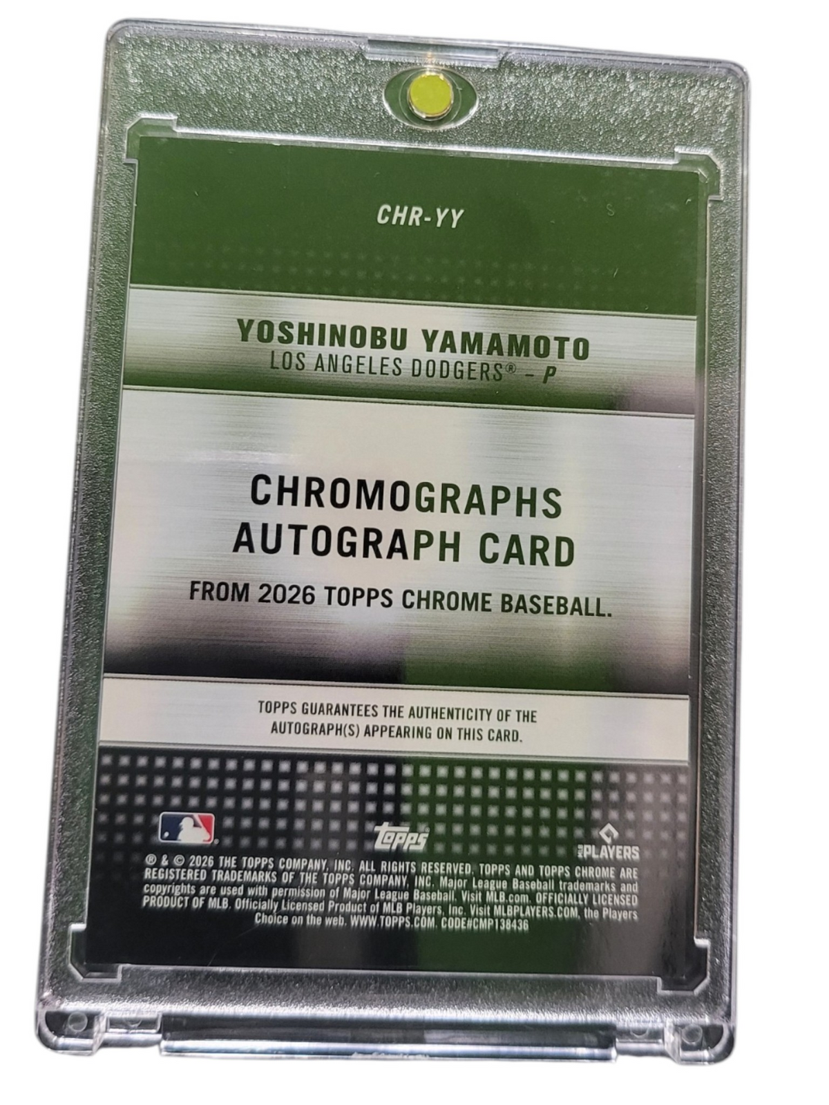 2026 Topps Chrome Chromographs Yoshinobu Yamamoto #CHR-YY Gold Refractor 17/25