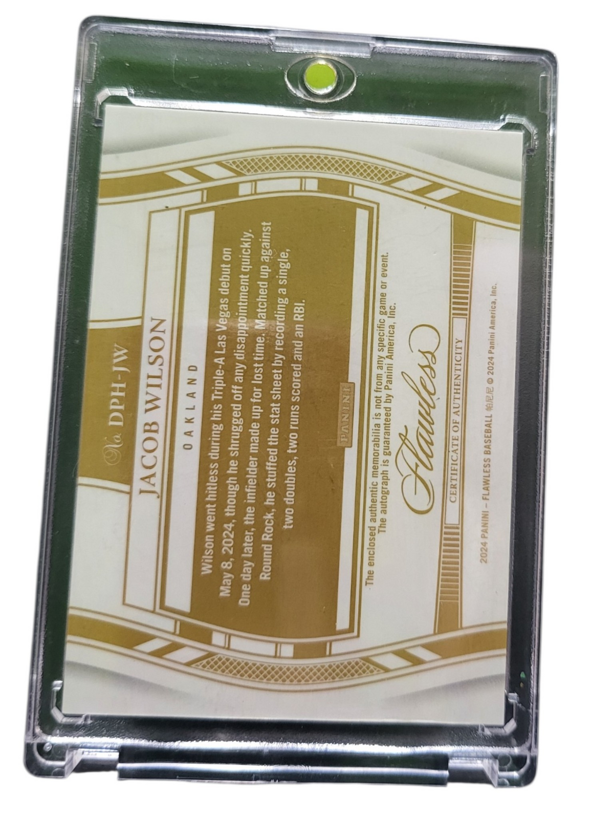 2024 Panini Flawless Jacob Wilson #DPH-JW Green Patch Memorabilia