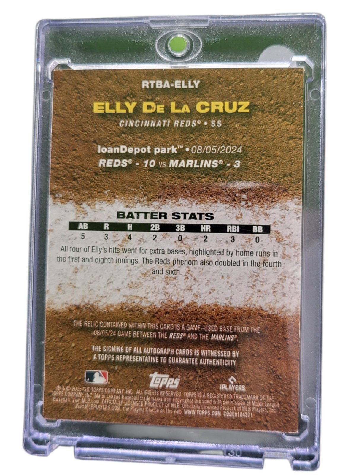 2025 Topps Elly De La Cruz #RTBA-ELLY Relic 07/10 Game-Used Memorabilia
