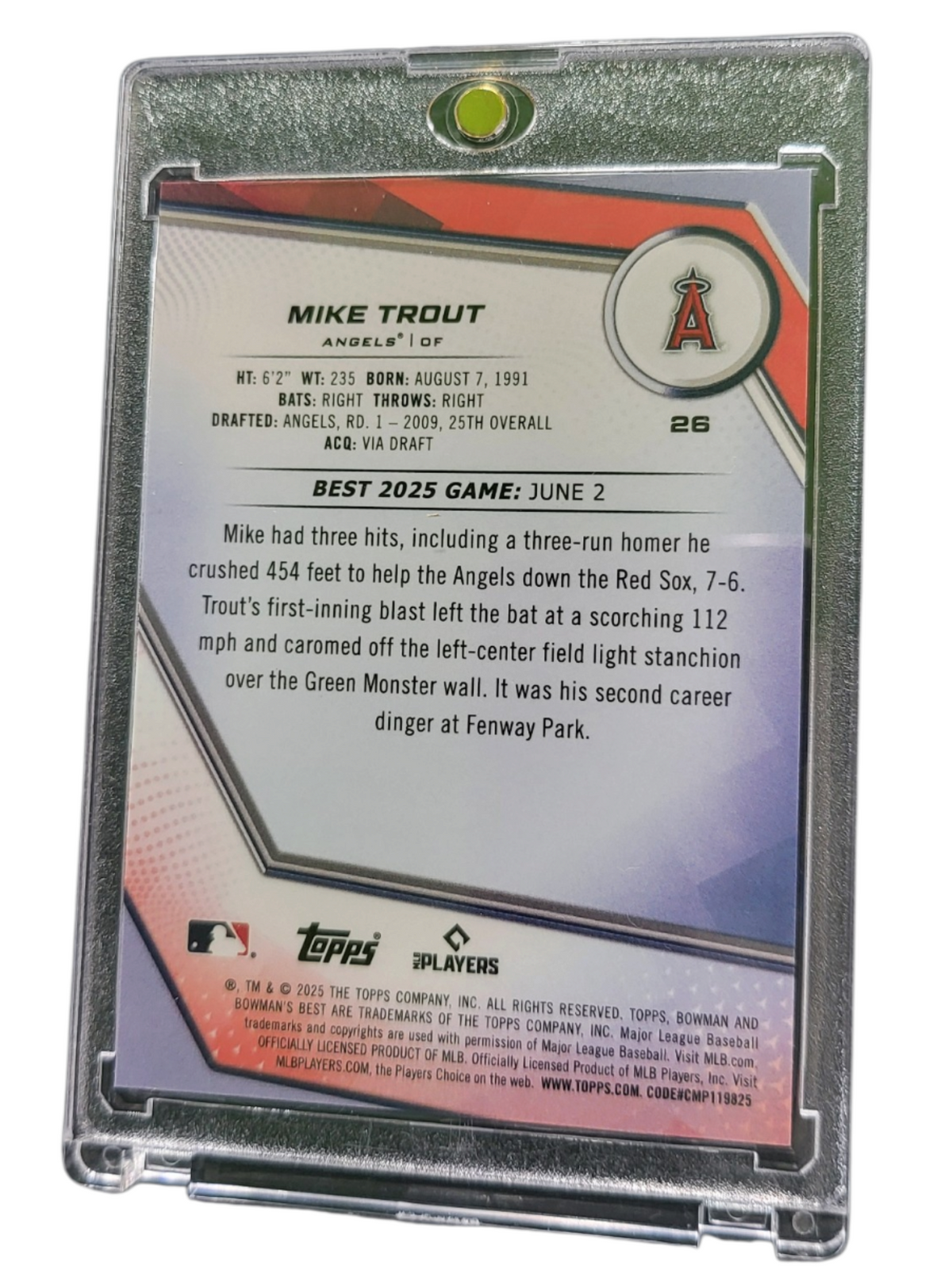 2025 Bowman's Best Mike Trout #26 Red Refractor 1/5