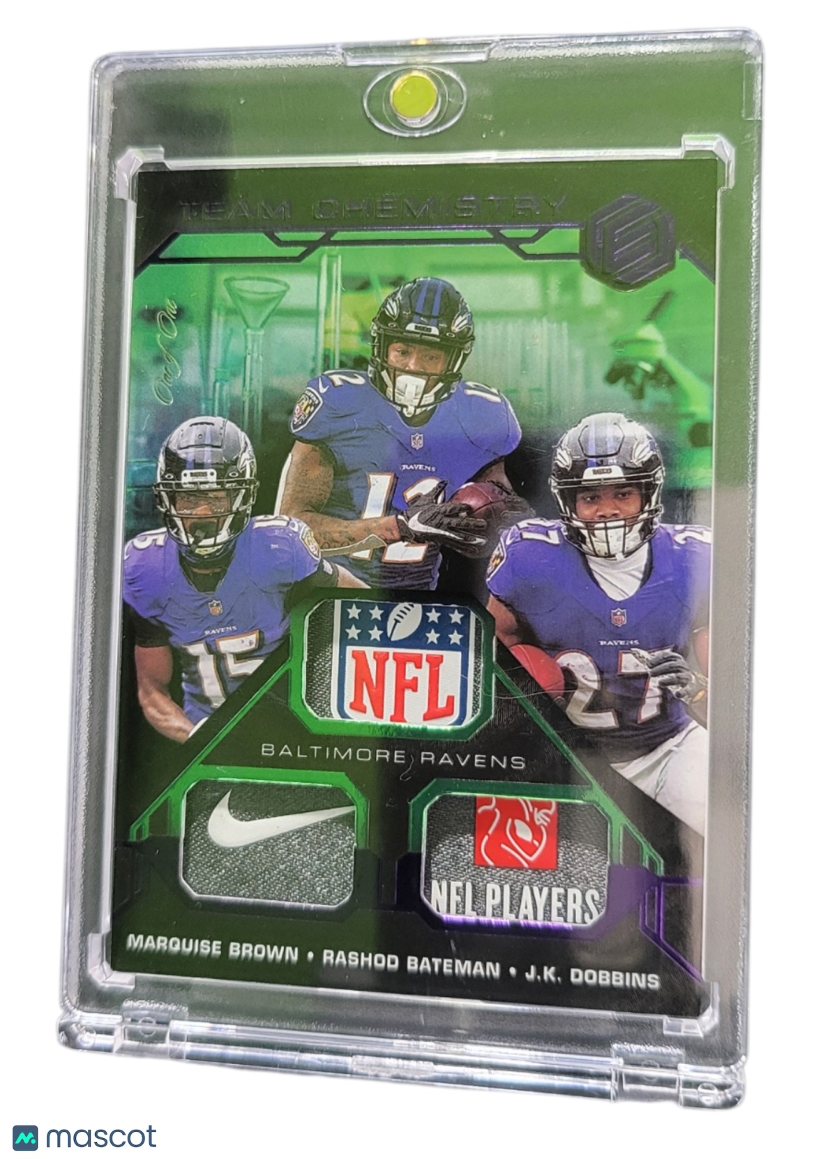 2021 Panini Elements Team Chemistry Rashod Bateman J.K. Dobbins Marquise Brown #TC-BAL One of One Triple Relic Patch Memorabilia
