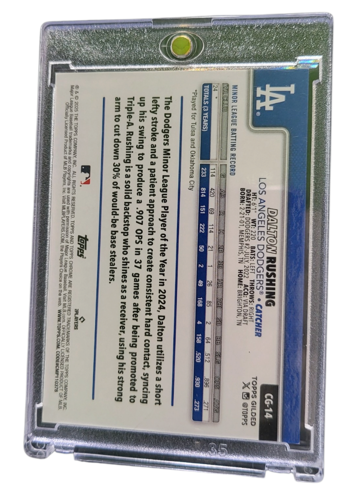 2025 Topps Chrome Gilded Dalton Rushing #CG-14 RC