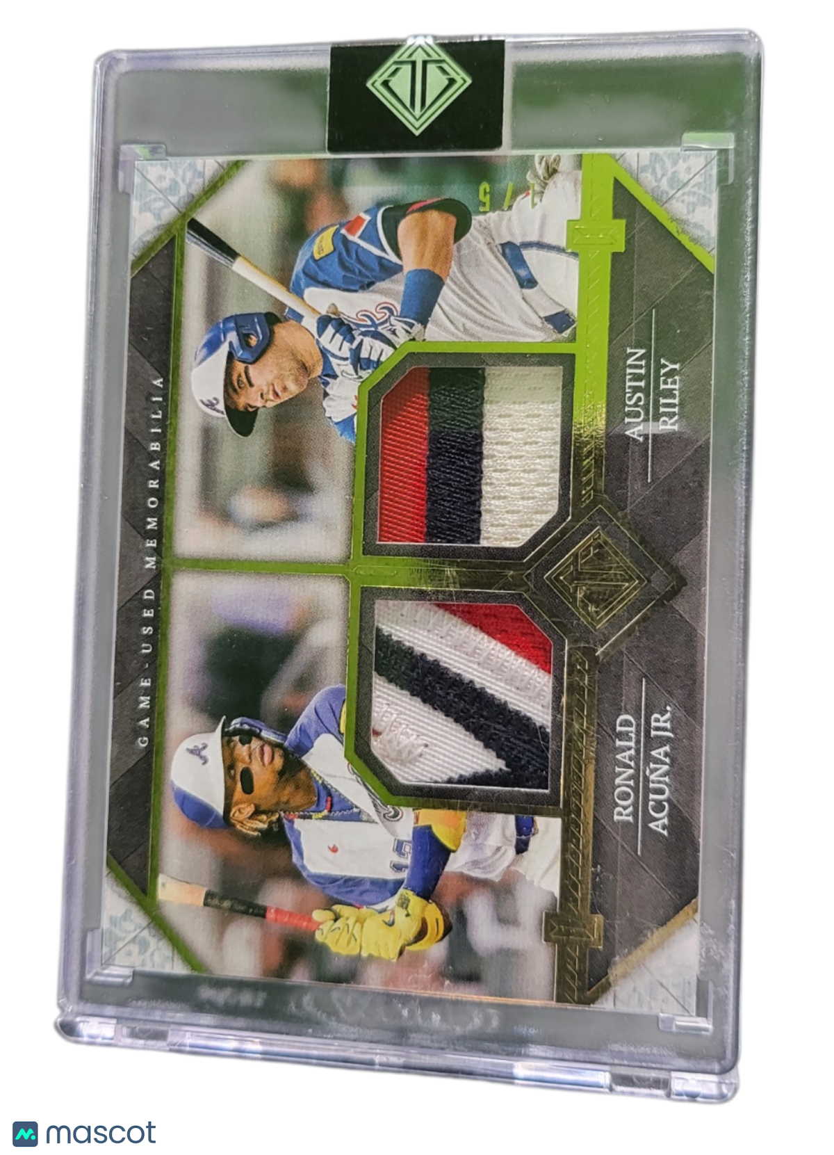 2024 Topps Transcendent Collection Austin Riley Ronald Acuña Jr. #DPC-AJR Dual Patch Card Game-Used Memorabilia