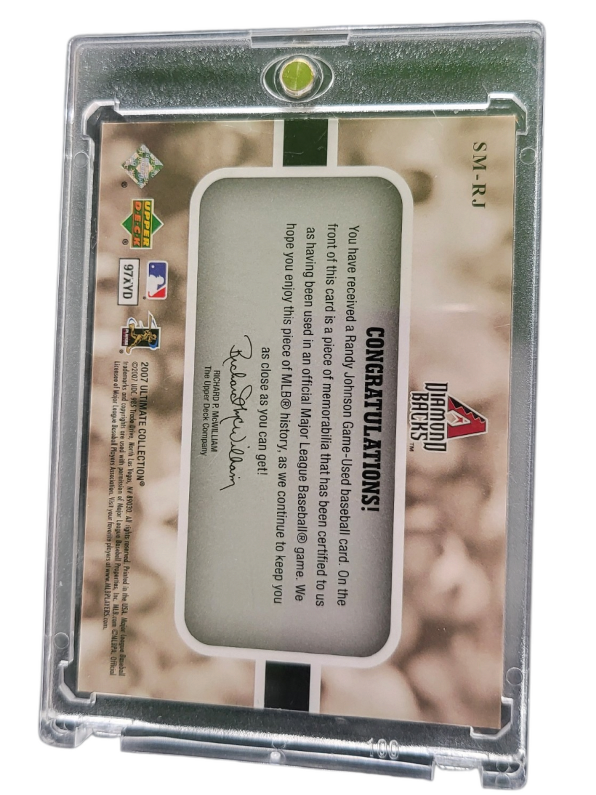 2007 Upper Deck Ultimate Collection Ultimate Star  Randy Johnson Used Patch